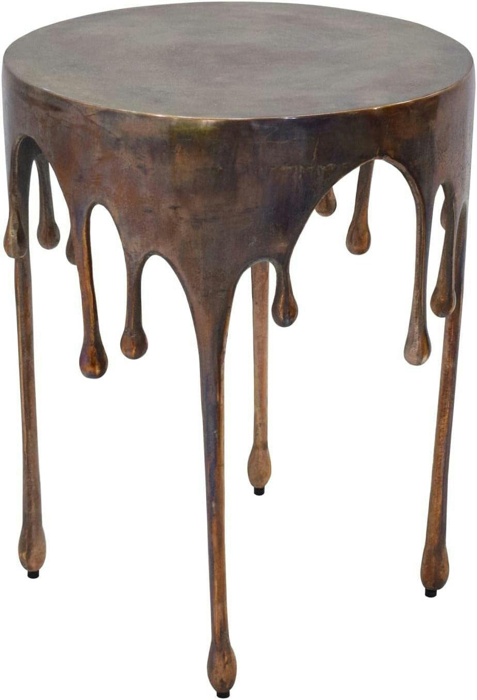Modern Copper Drip 17" Round Metal Accent Table