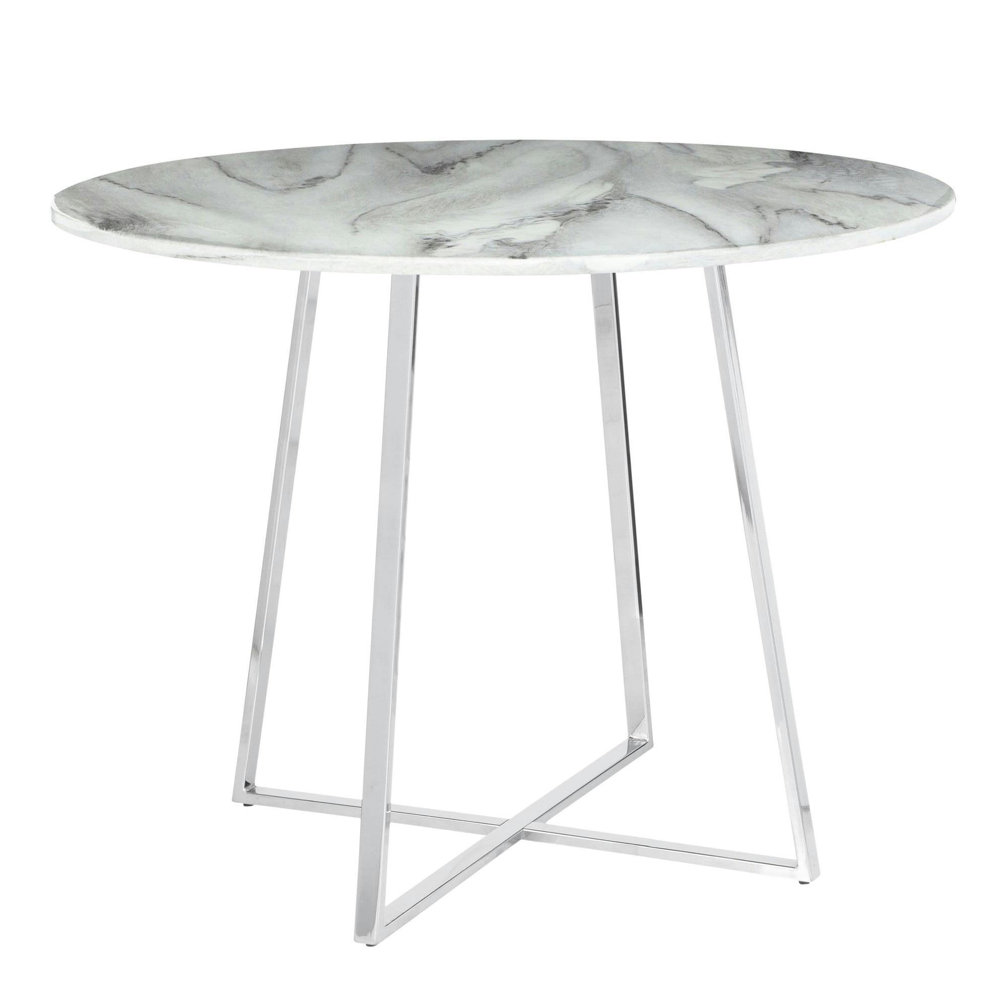 Cosmo 39.5'' Cream White Marble Contemporary Round Dining Table