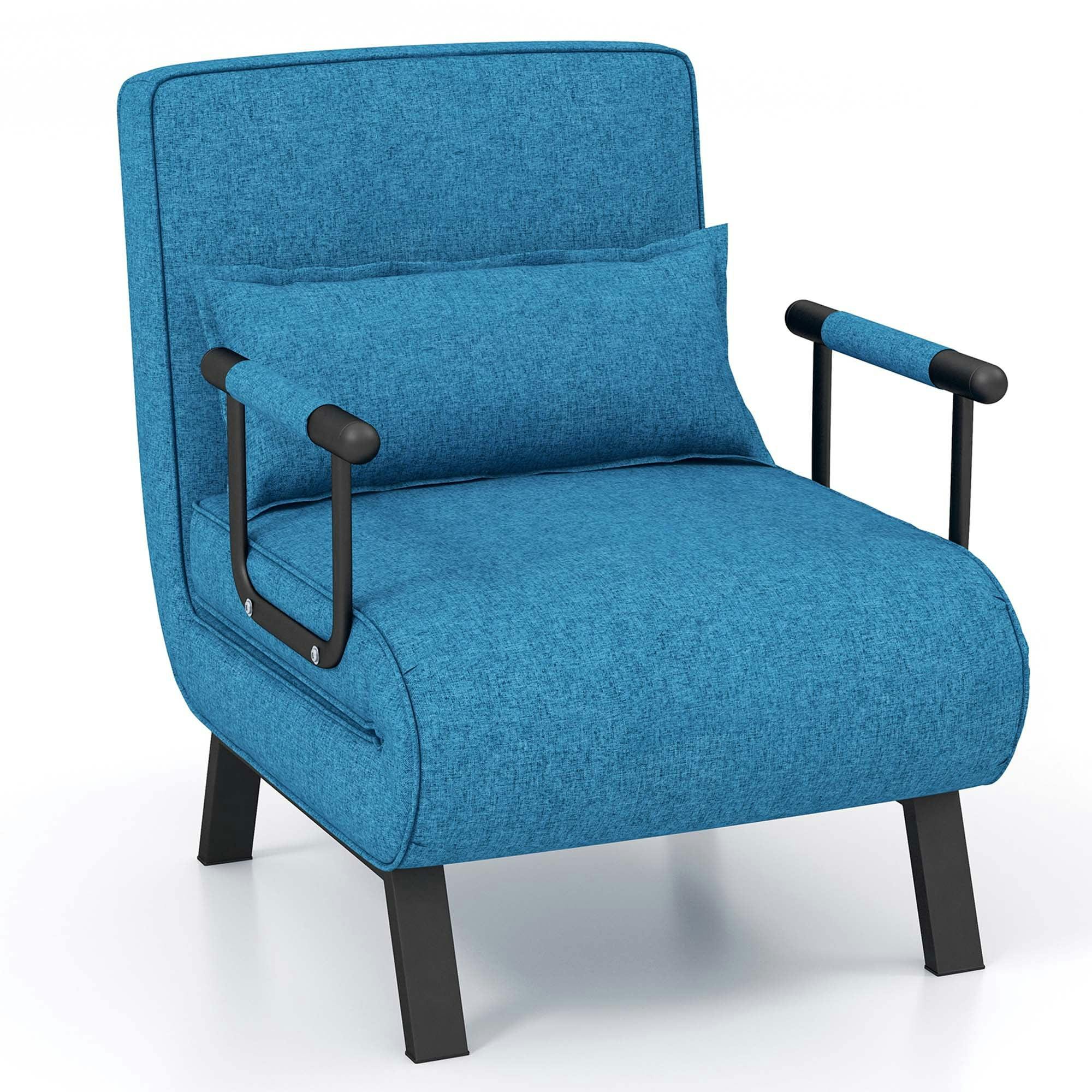Elysian Blue 48" Metal Sleeper Chair with Adjustable Backrest