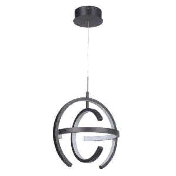 Modern Matte Black 13.75" Globe Pendant with LED Lighting