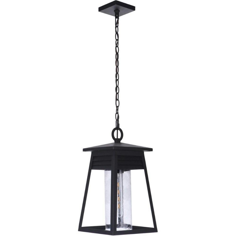 Becca Matte Black 10" Outdoor Pendant with Clear Seeded Glass