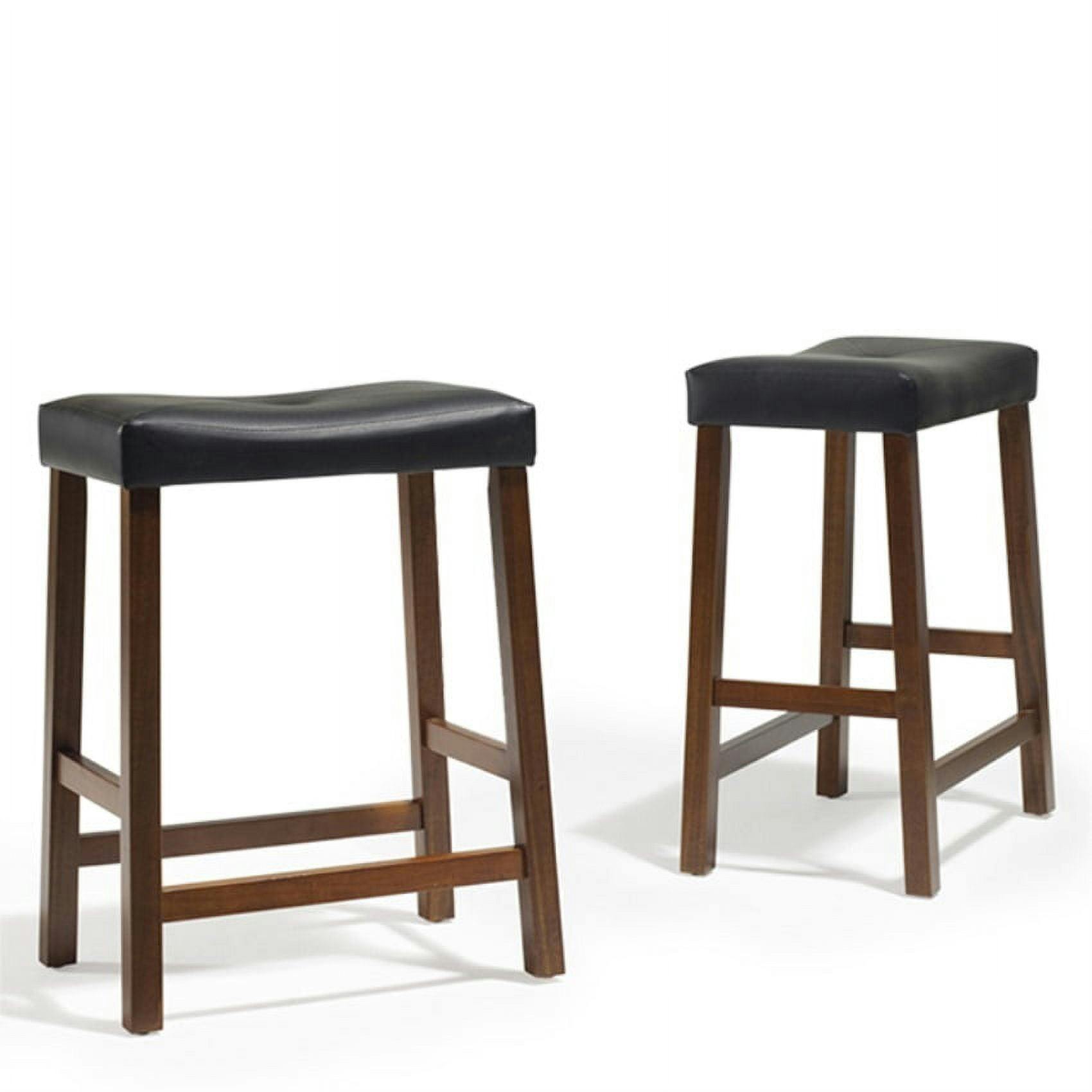 Classic Cherry 24" Backless Saddle-Style Wood & Leather Counter Stool