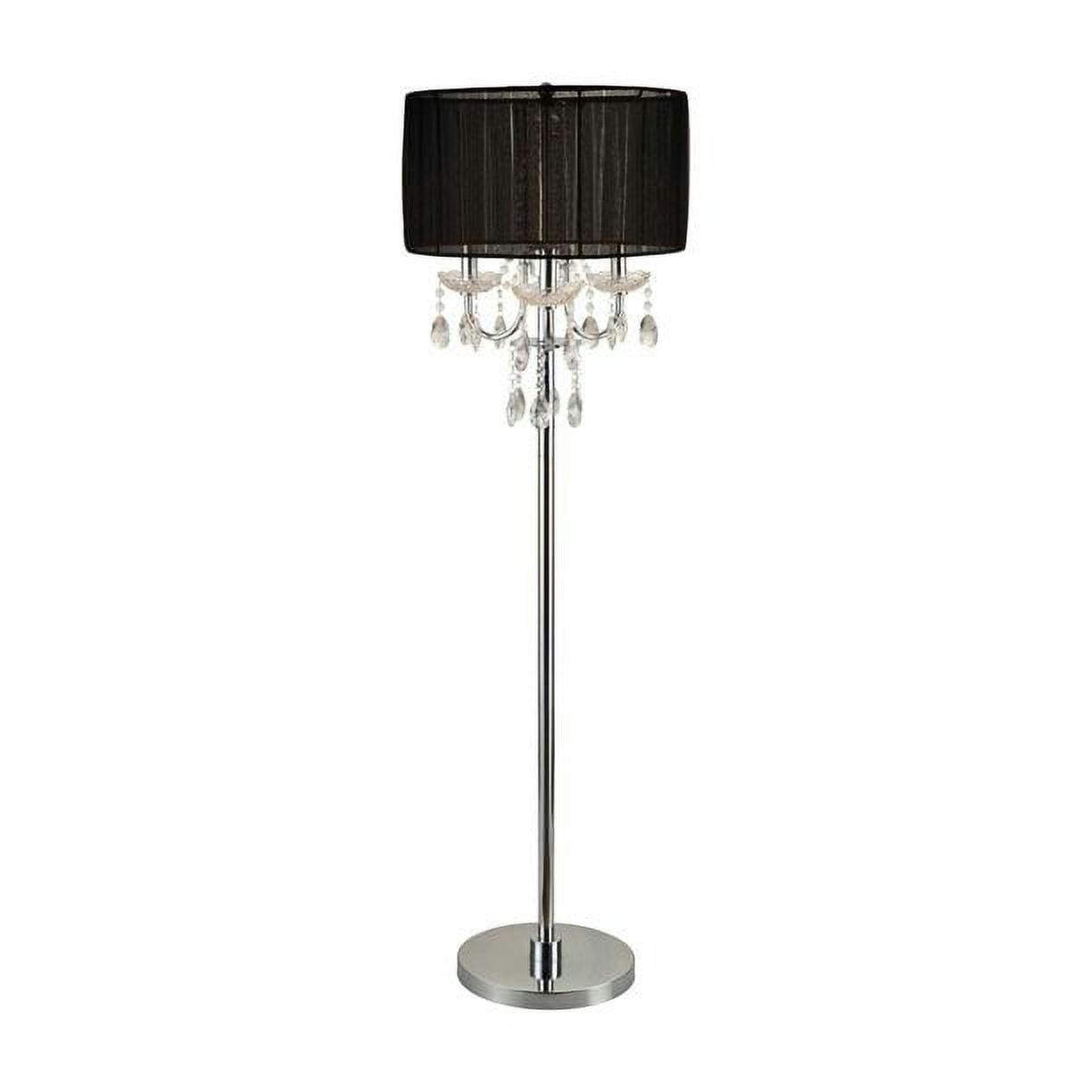 Elegance Noir 62.5'' Contemporary Black Chandelier Floor Lamp with Crystals