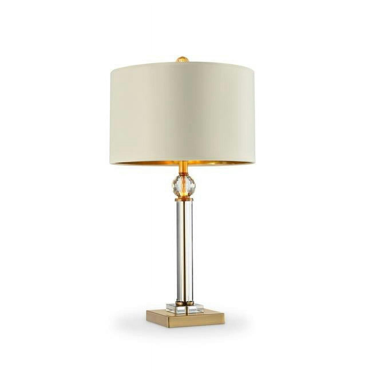 Elegant Gold and Crystal Orb Table Lamp with Linen Shade