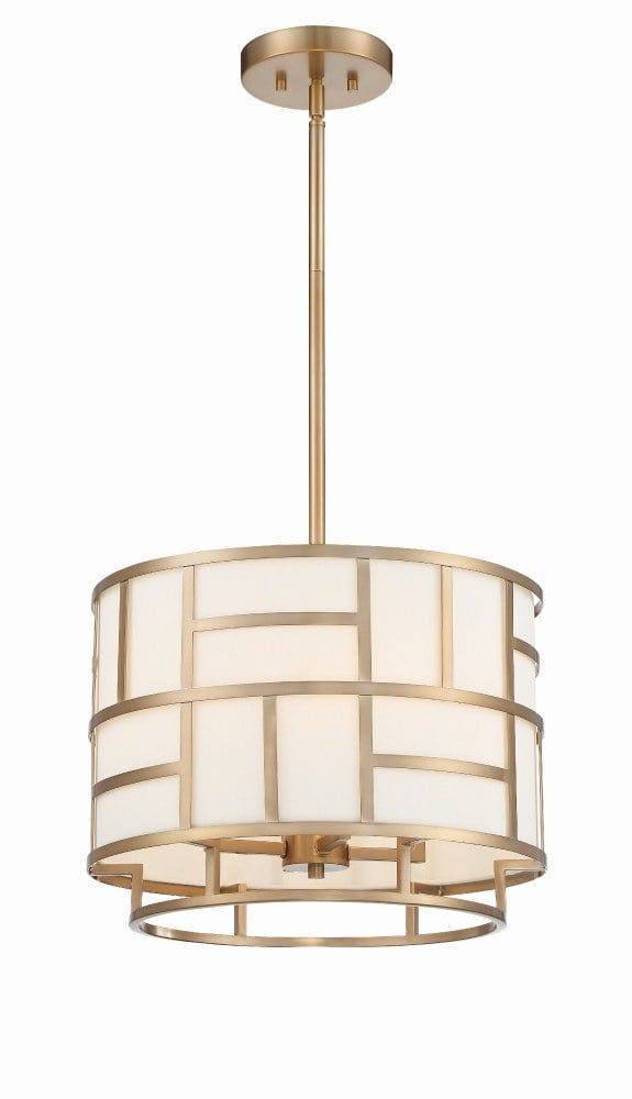Vibrant Gold Mini Drum Chandelier with White Silk Shade