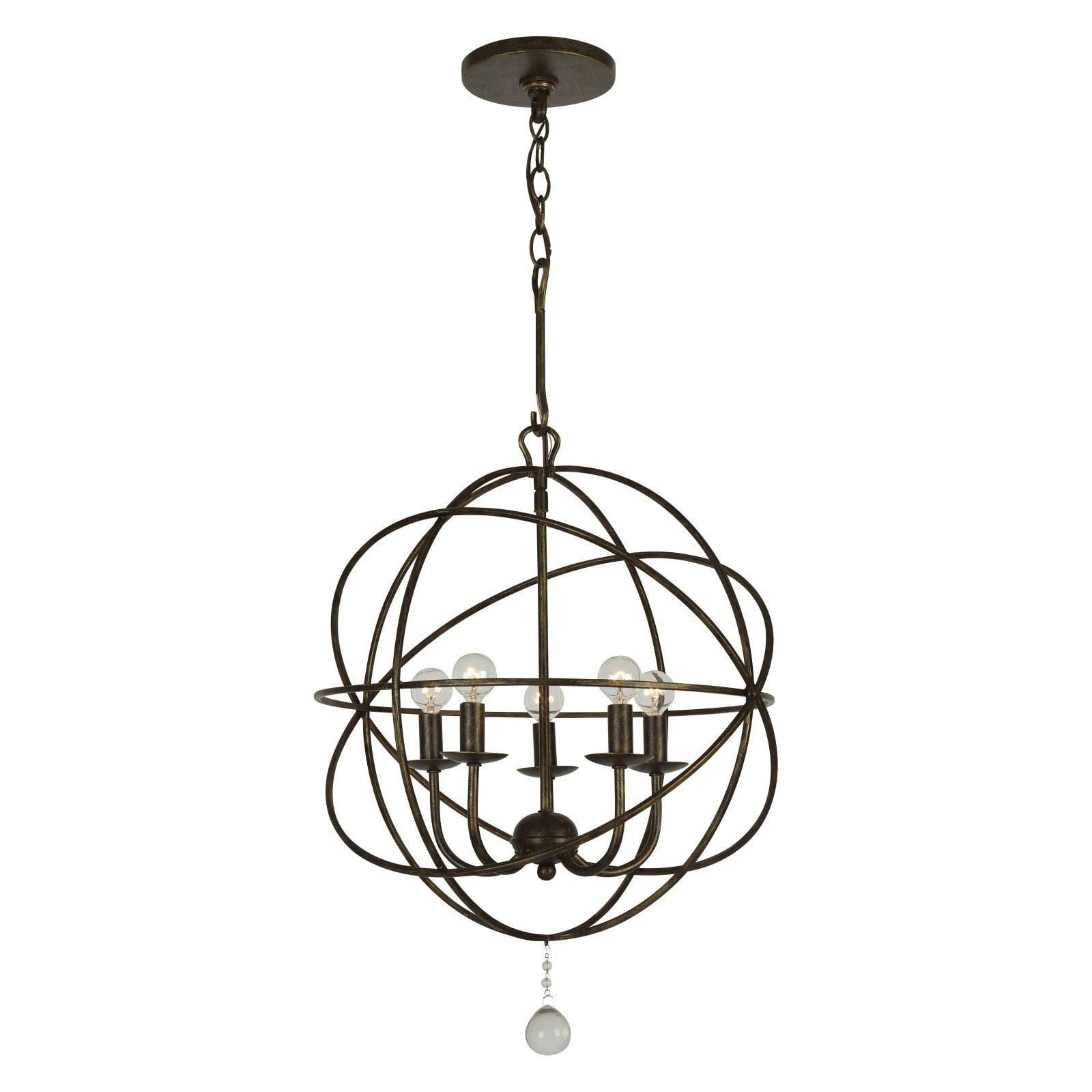 Elegant Mini Cage Chandelier with Clear Glass Drops in English Bronze