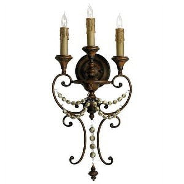 Antiqued Sienna Bronze Beaded 3-Light Wall Sconce