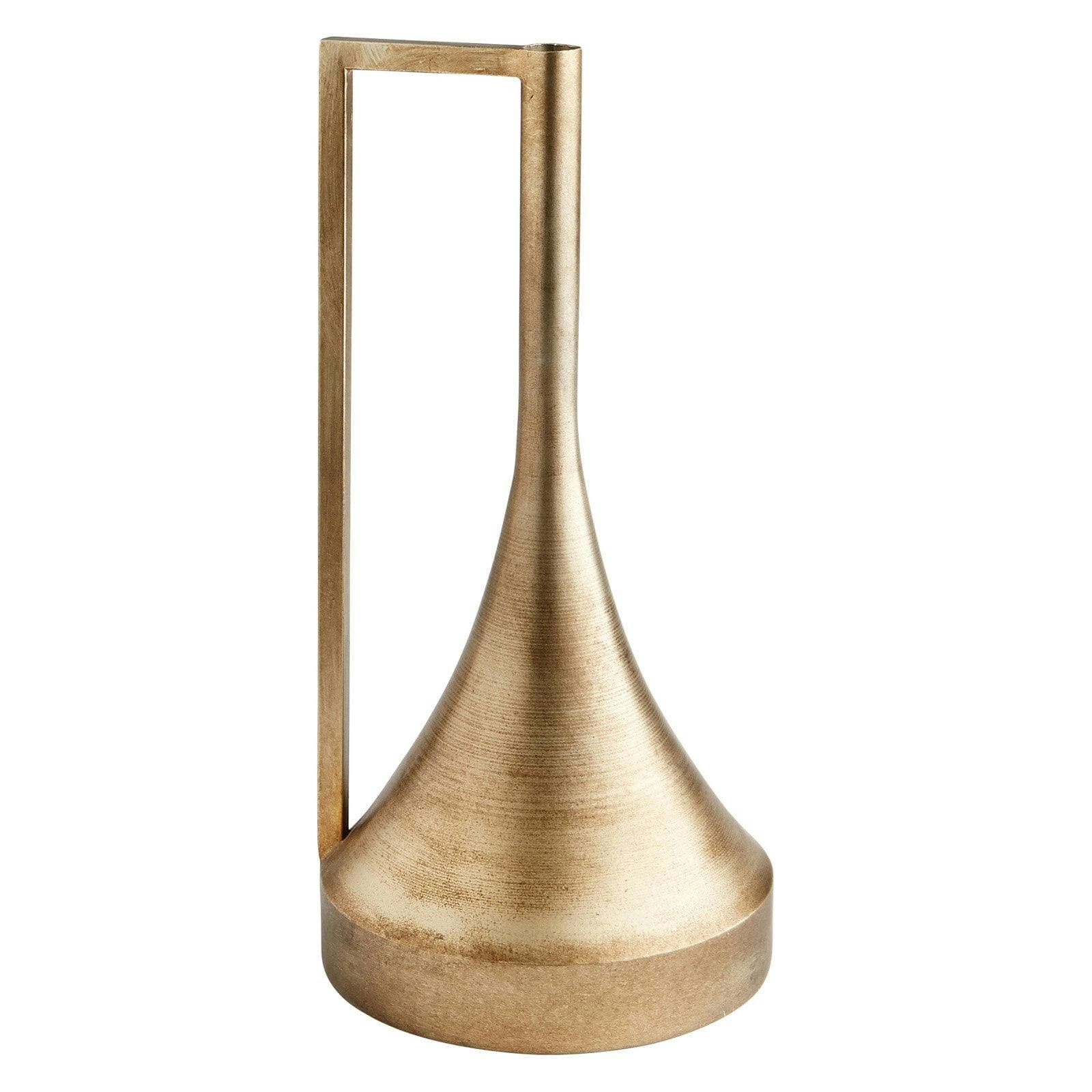Contemporary Bronze Metal Funnel Floor Vase 16"