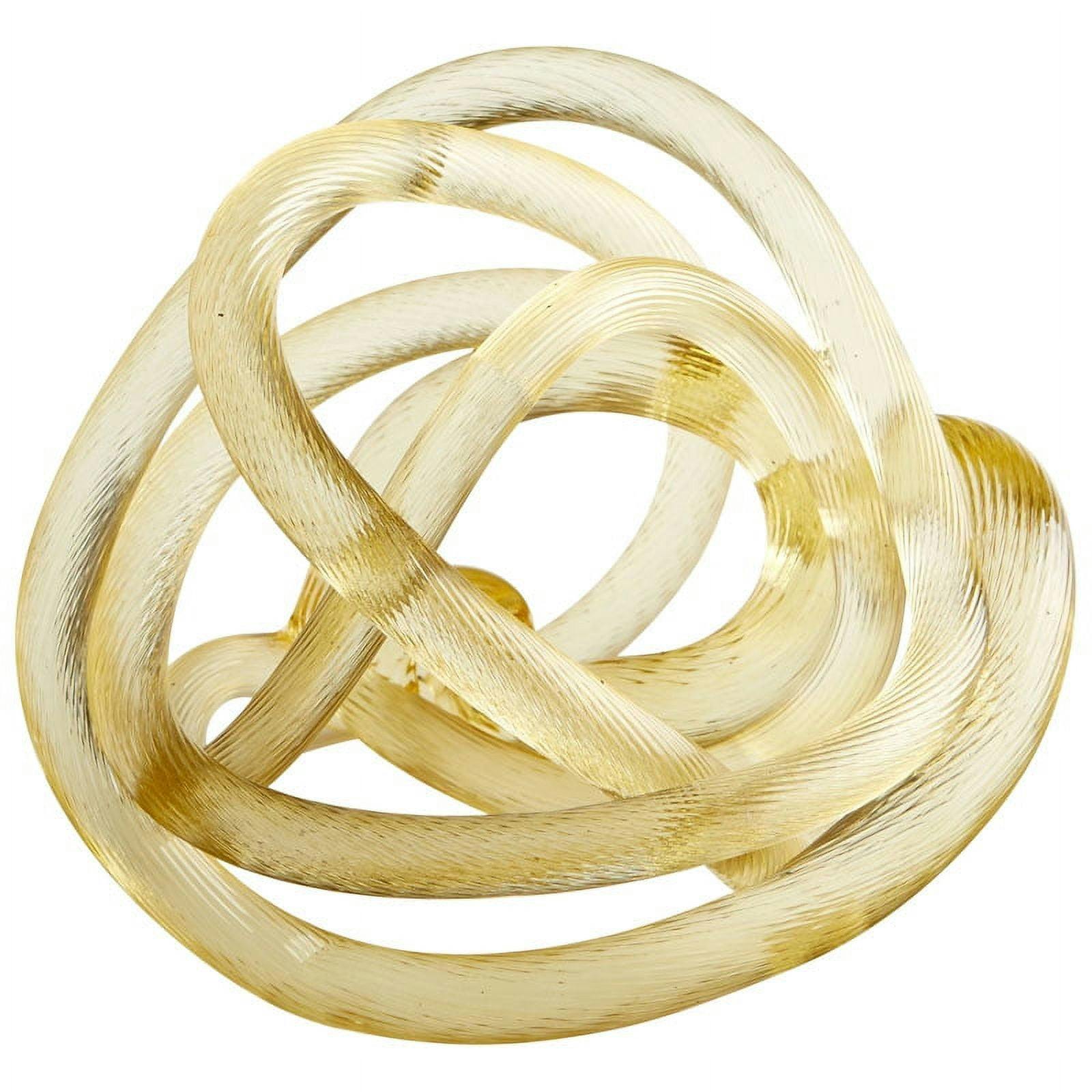 Elegant Gold Glass Orb Sculpture with Openwork Knot Design