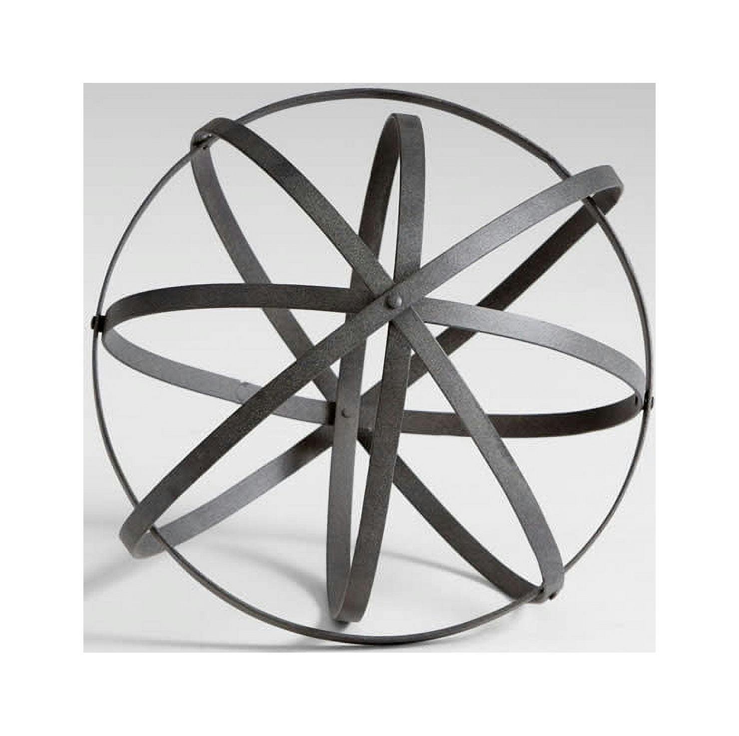 Contemporary 16" Gray Metal Interlocking Rings Sphere Sculpture