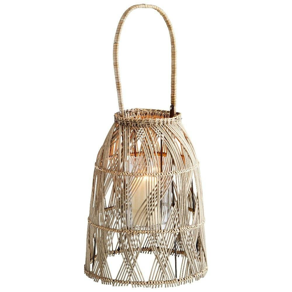 Clydesdale 9.5" Rattan Iron Candelabra Lantern with Rope Handle
