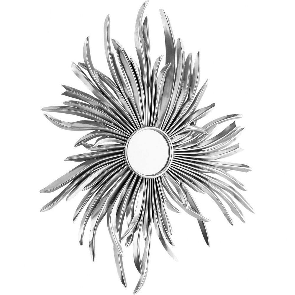 Contemporary Silver Sunburst Iron Mirror 27.25"