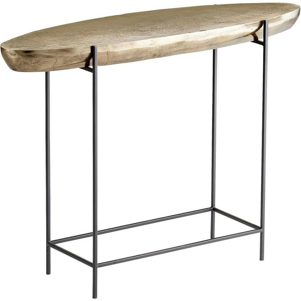 Aged Gold 46.25'' Metal Console Table with Sleek Storage