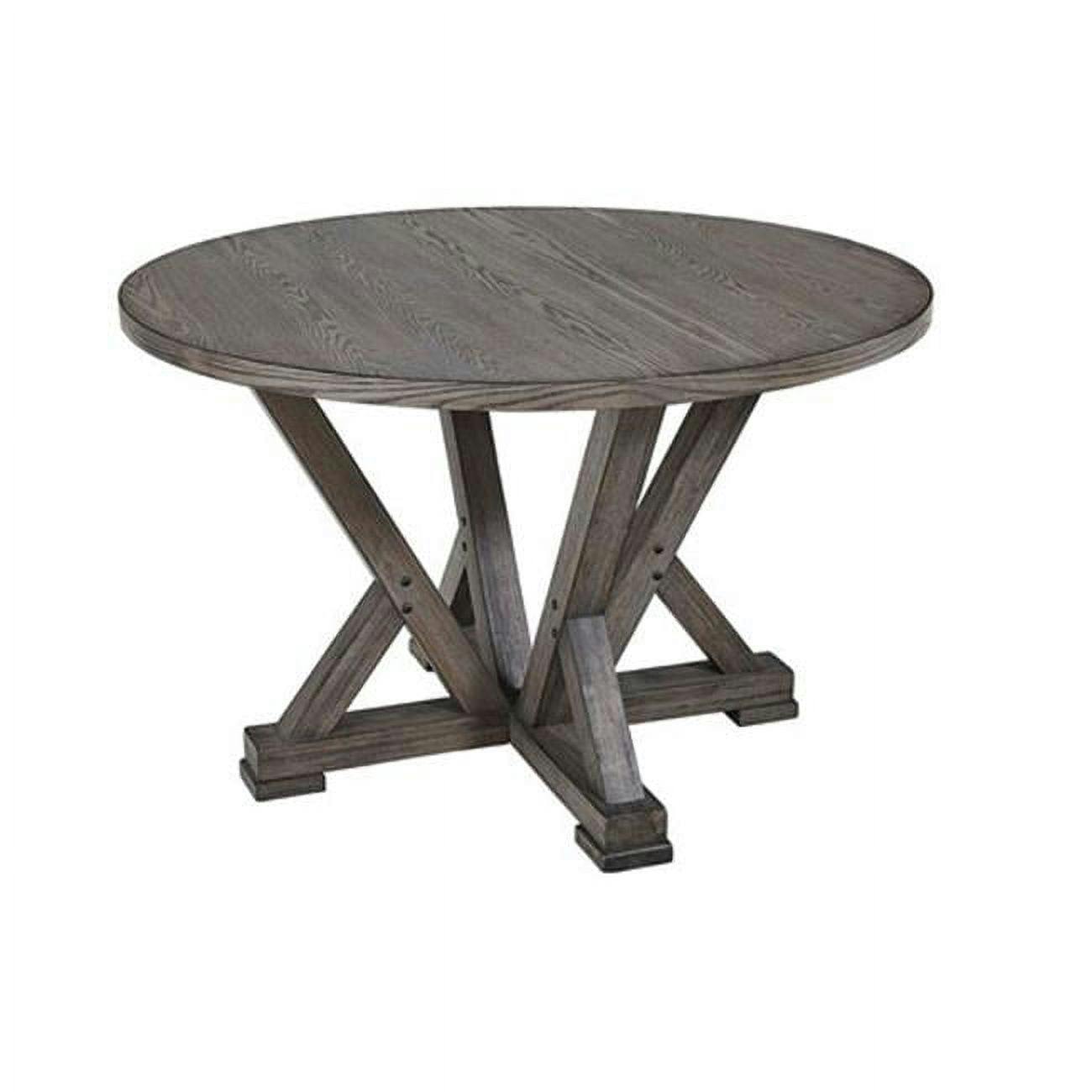Transitional Harbor Gray Round Wood Dining Table, Seats 4
