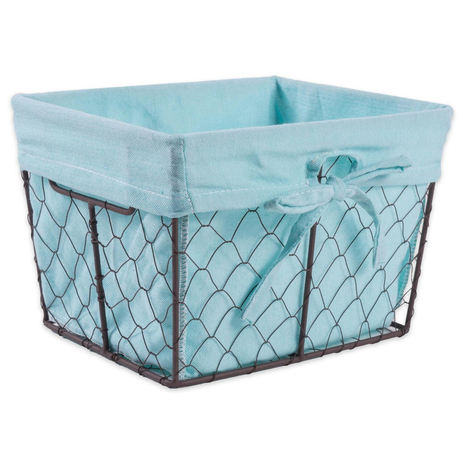 Aqua Blue Antique-Inspired Chicken Wire Storage Basket Set