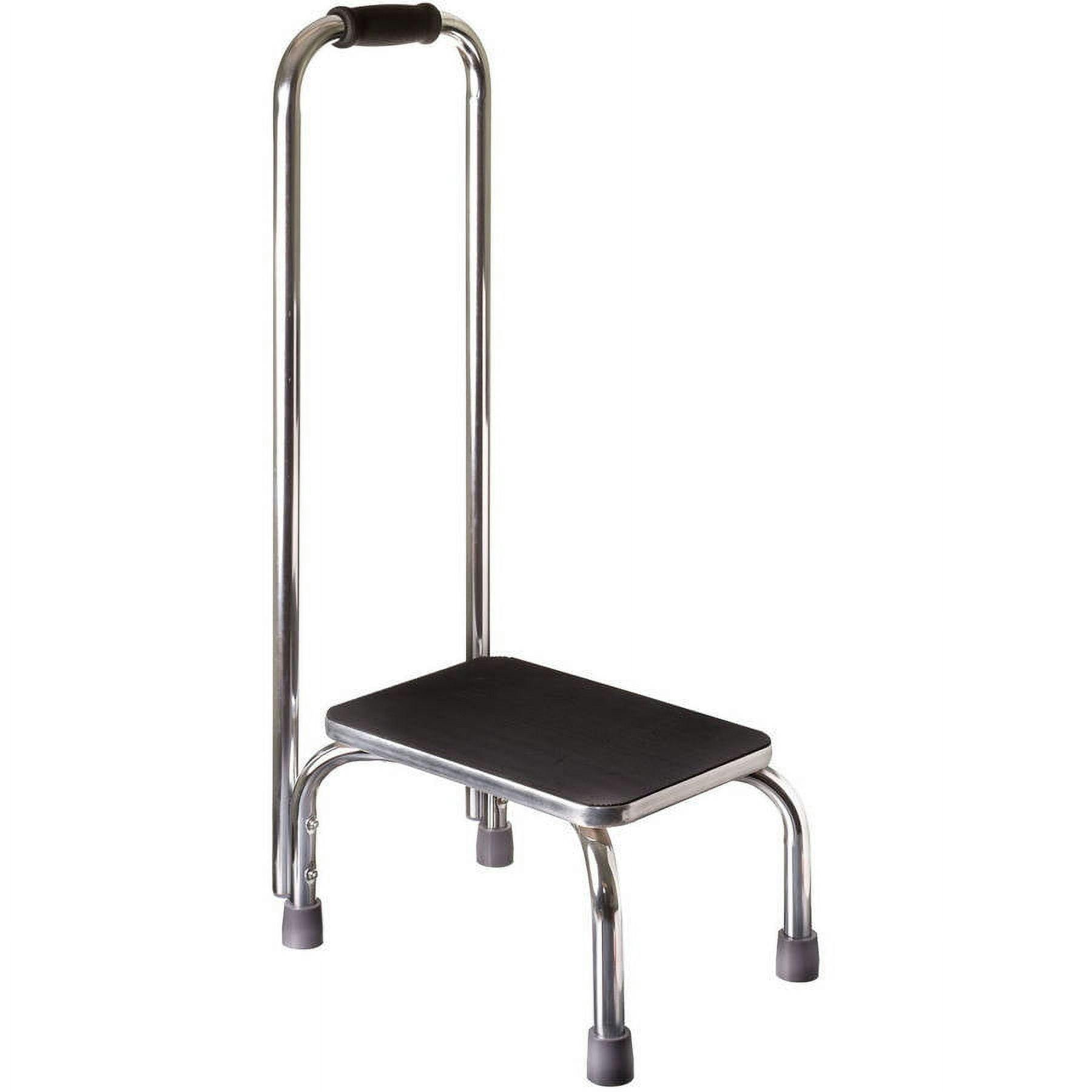 Chrome Finish Step Stool with Handle for Safety and Stability