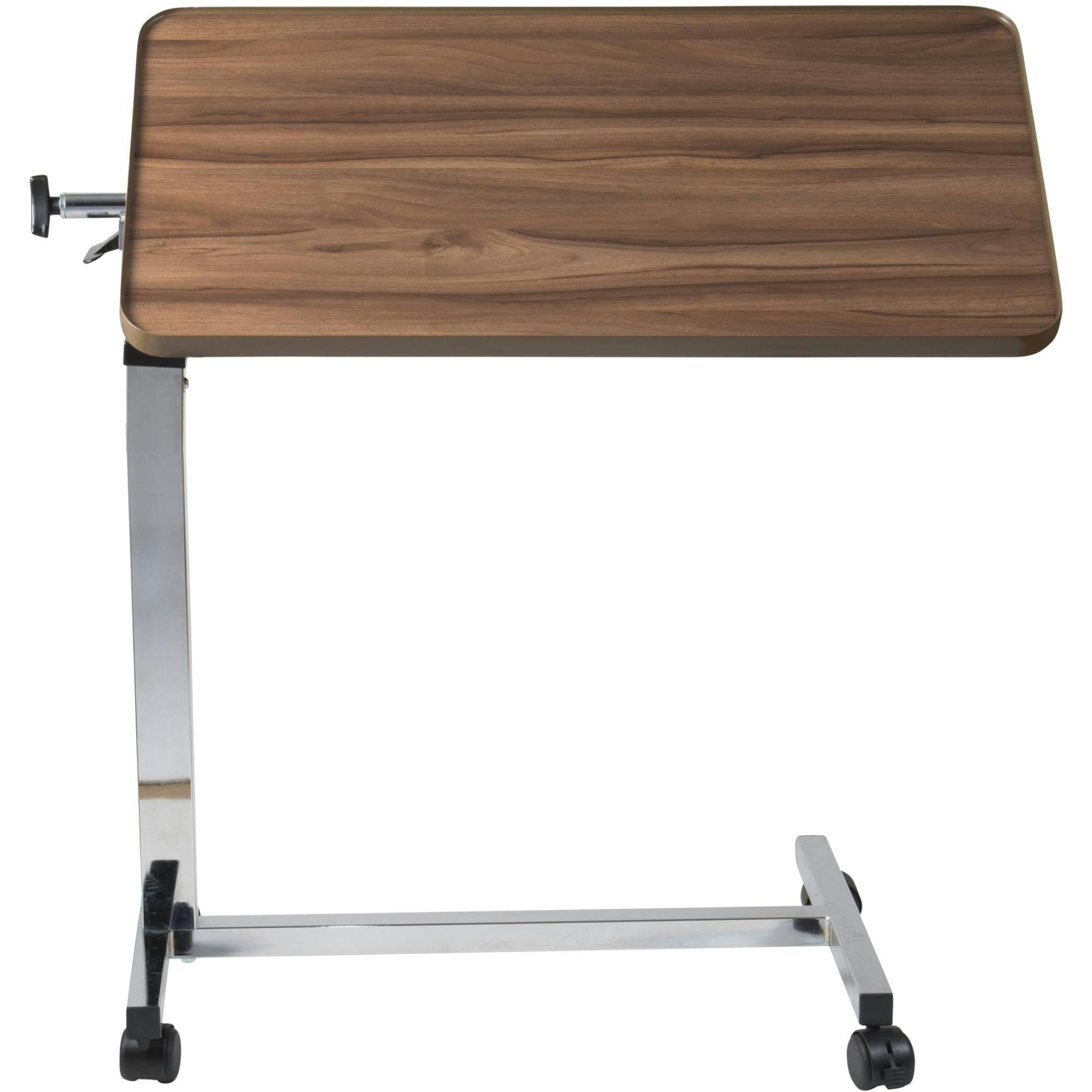 Deluxe Chrome-Plated Steel Tilt-Top Overbed Table with Laminate Top