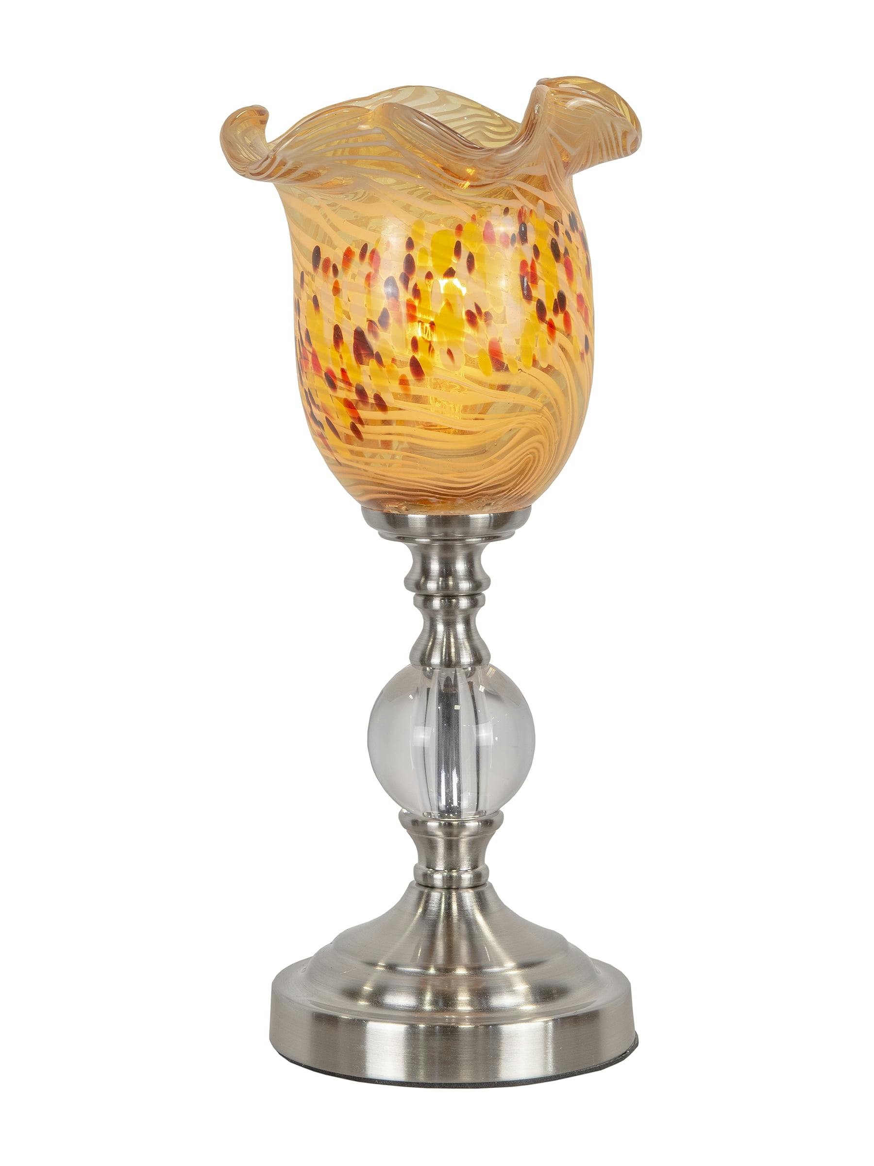 Amber Speckle 13" Hand-Blown Glass Torchiere-Style Accent Lamp