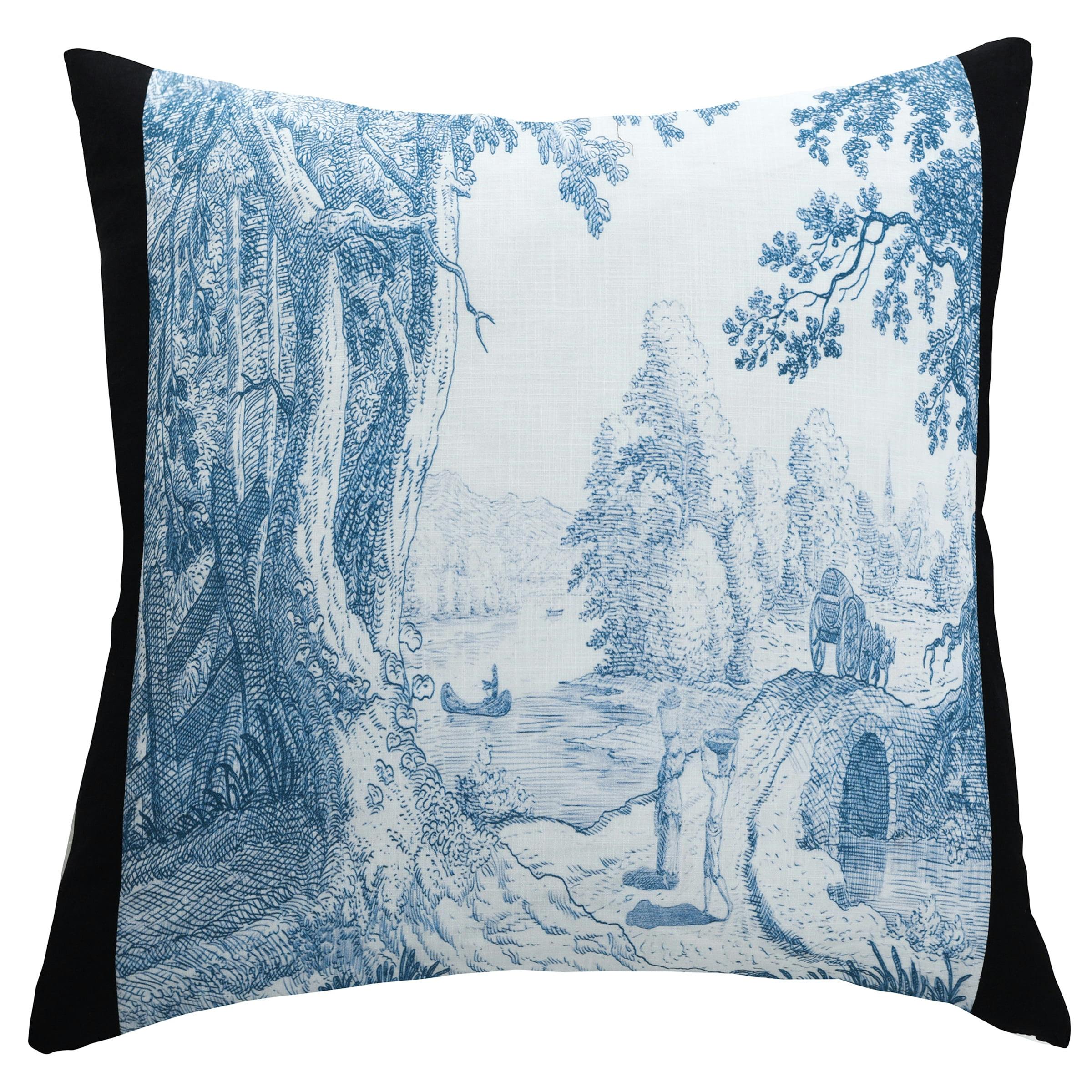 Dann Foley 24" Square Linen Decorative Pillow - Toile de Jouy Pattern