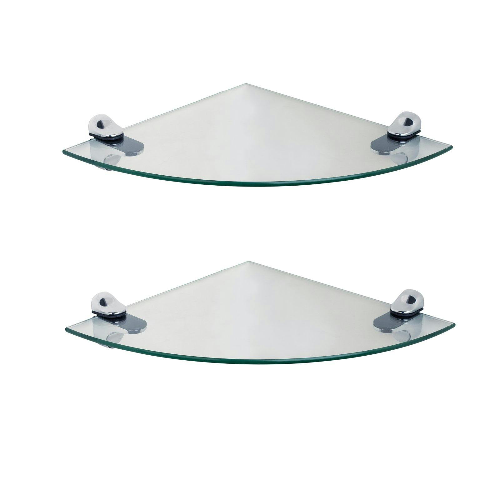 Sleek White Tempered Glass Floating Wall Shelf, 12"x14"