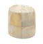 Elegant Gold Leather Round Pouf with Handmade Patchwork Design