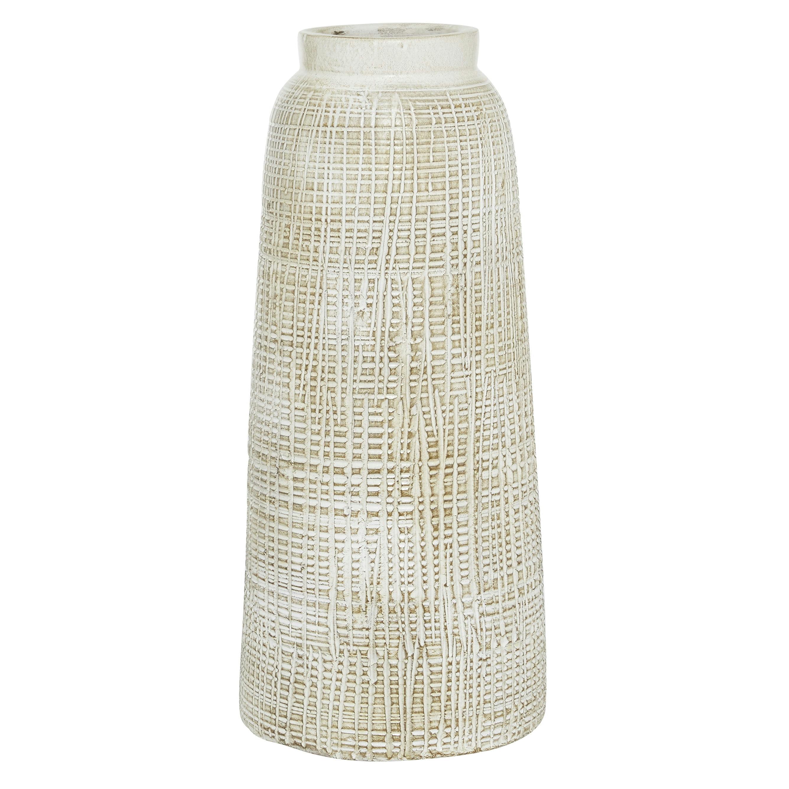 Coastal Charm 17" White Ceramic Textured Vase
