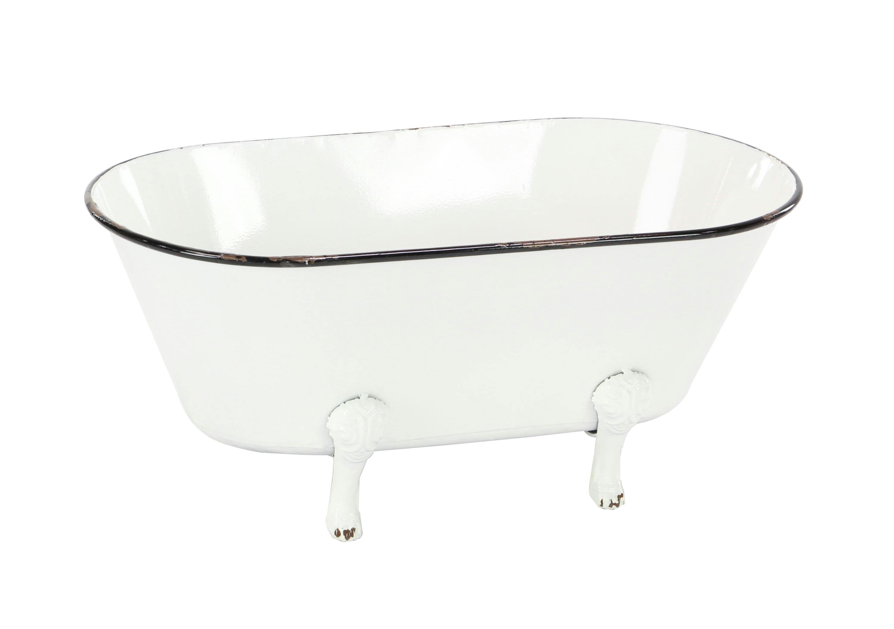 Charming White Metal Bathtub Planter for Indoor/Outdoor Decor