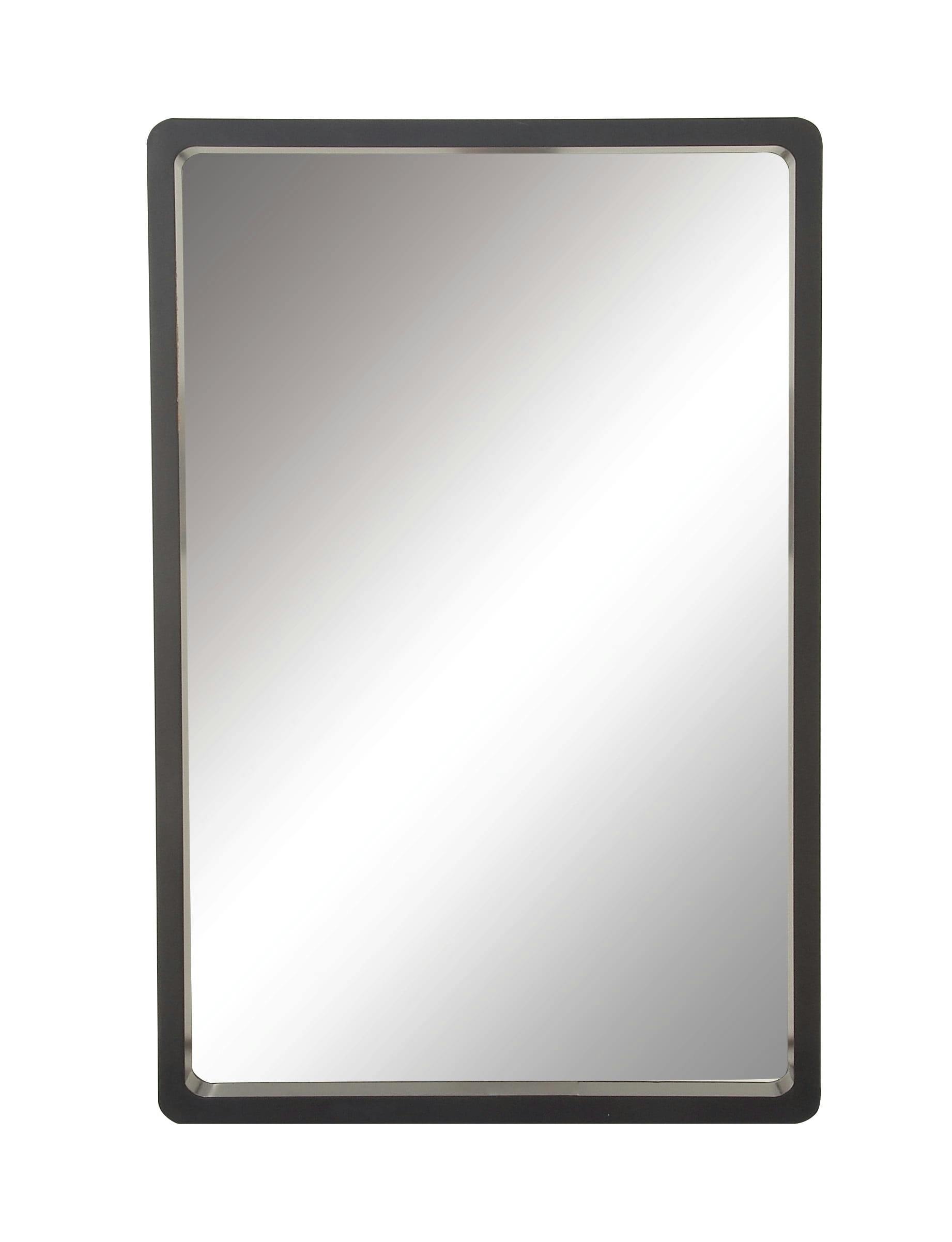 Elegant Matte Black Solid Wood Rectangular Wall Mirror 24" x 36"