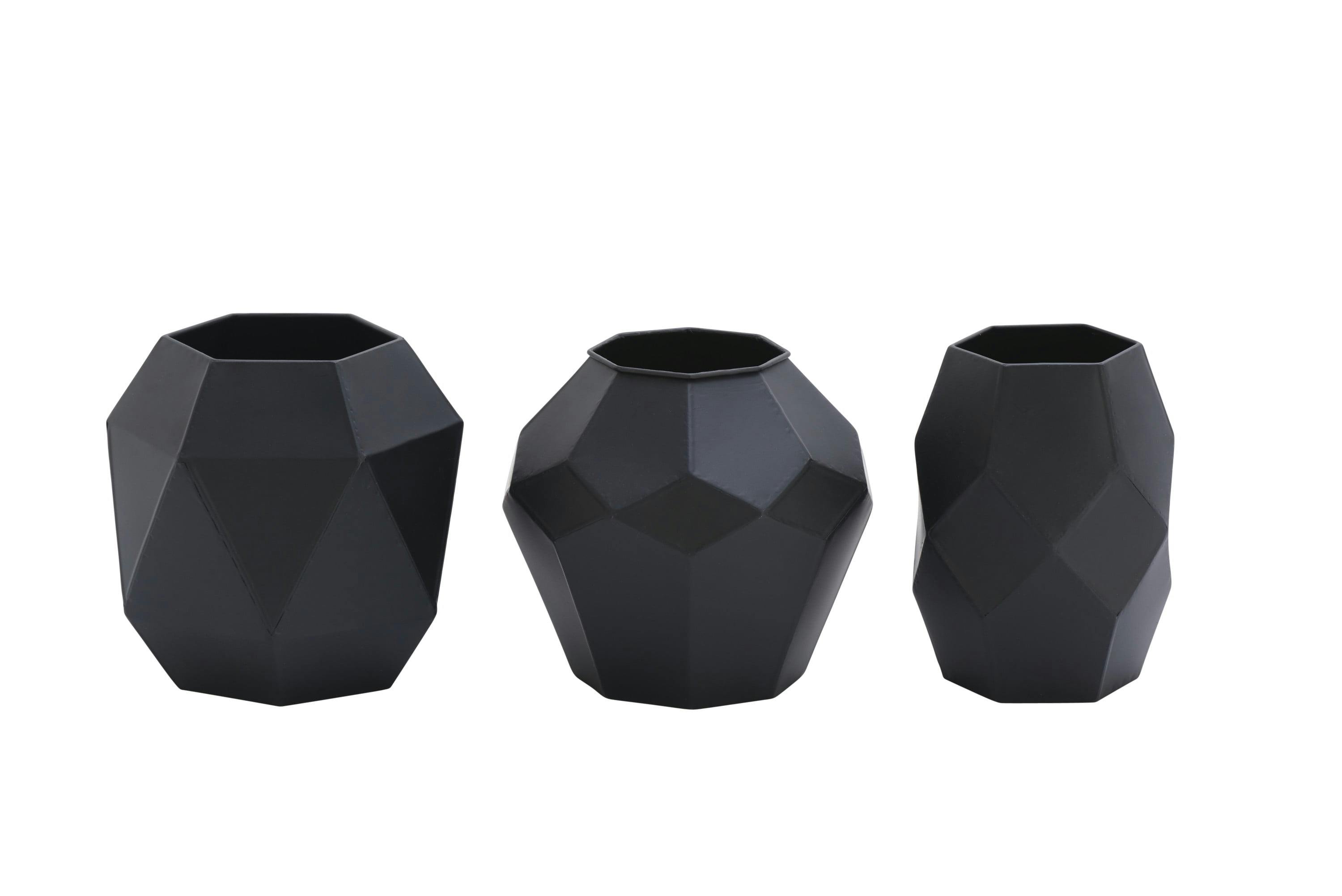 Geometric Metal Bouquet Vase Trio in Barrel and Cylinder Shapes