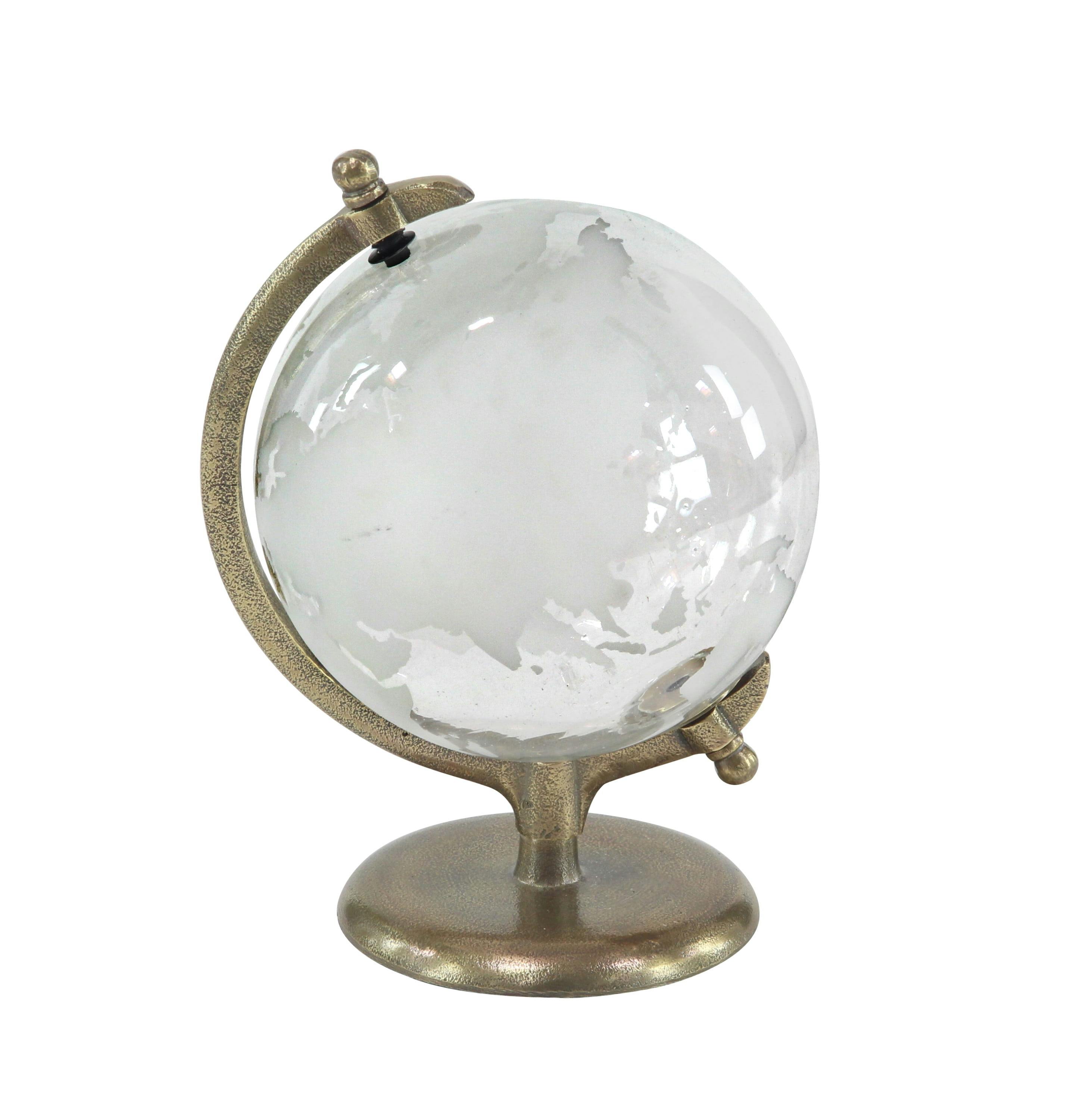 Sleek Concrete & Glass Globe with Aluminum Stand, 12" White