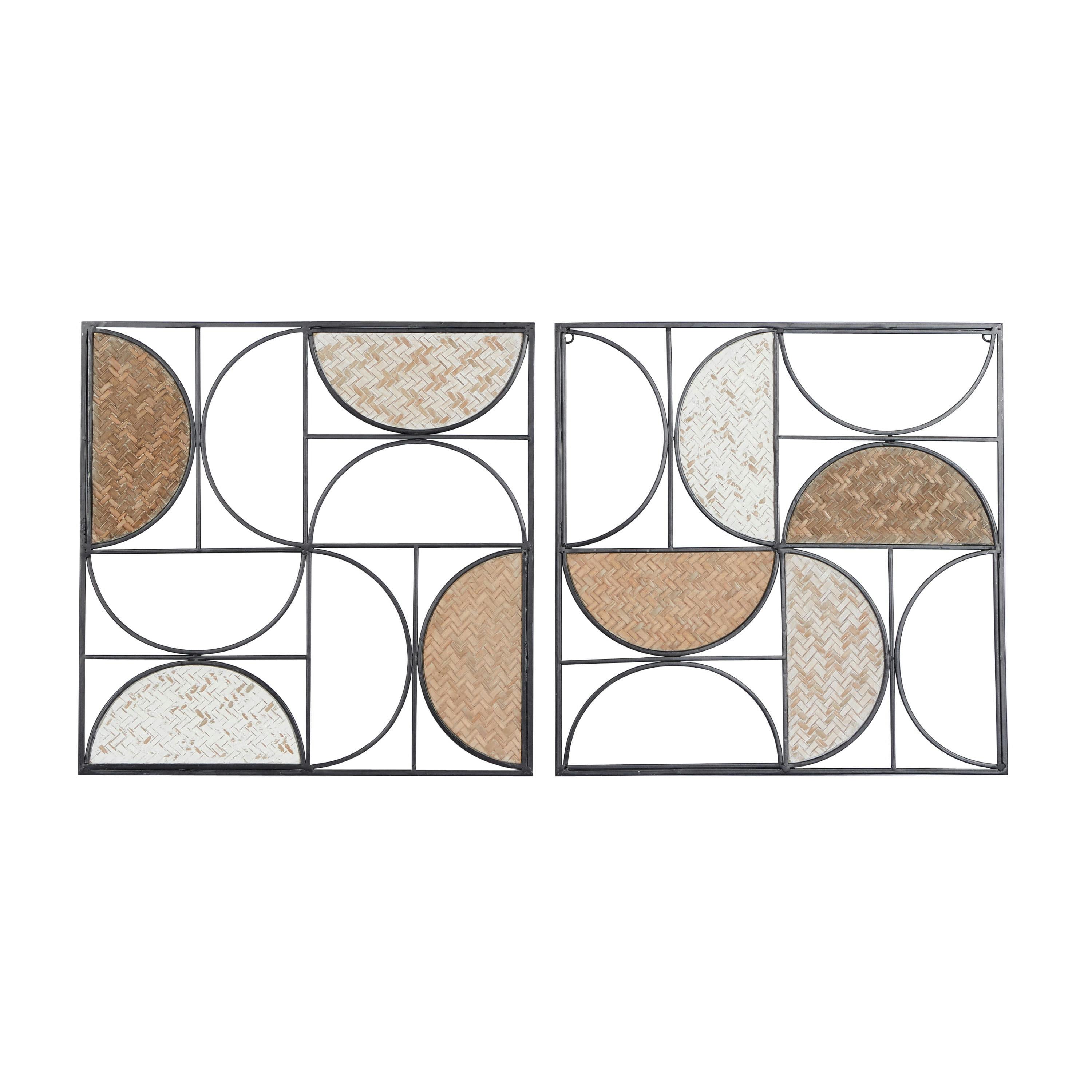 20'' Square Contemporary Geometric Metal Wall Decor, Set of 2