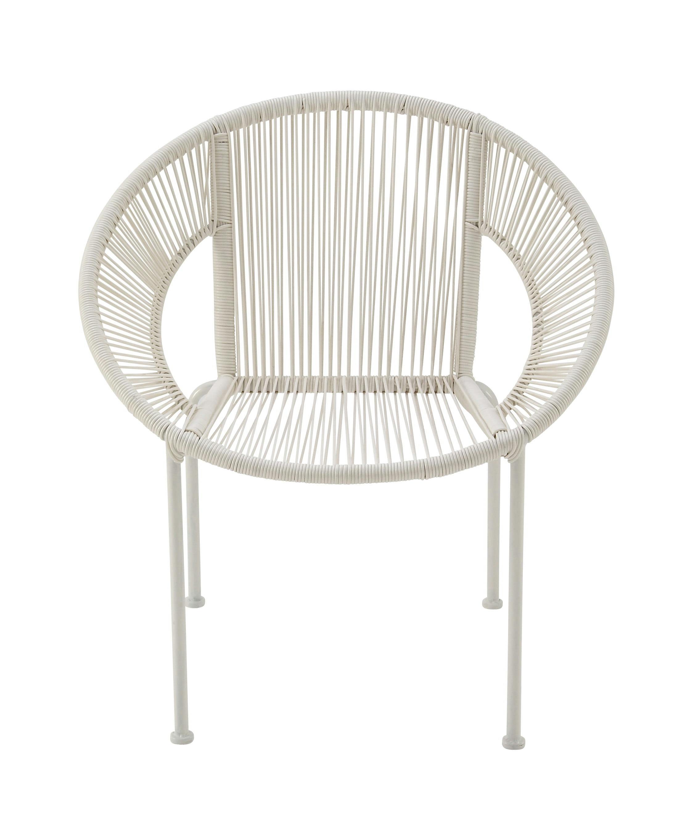 Luxe Modern White Woven Rattan Outdoor Dining Chair