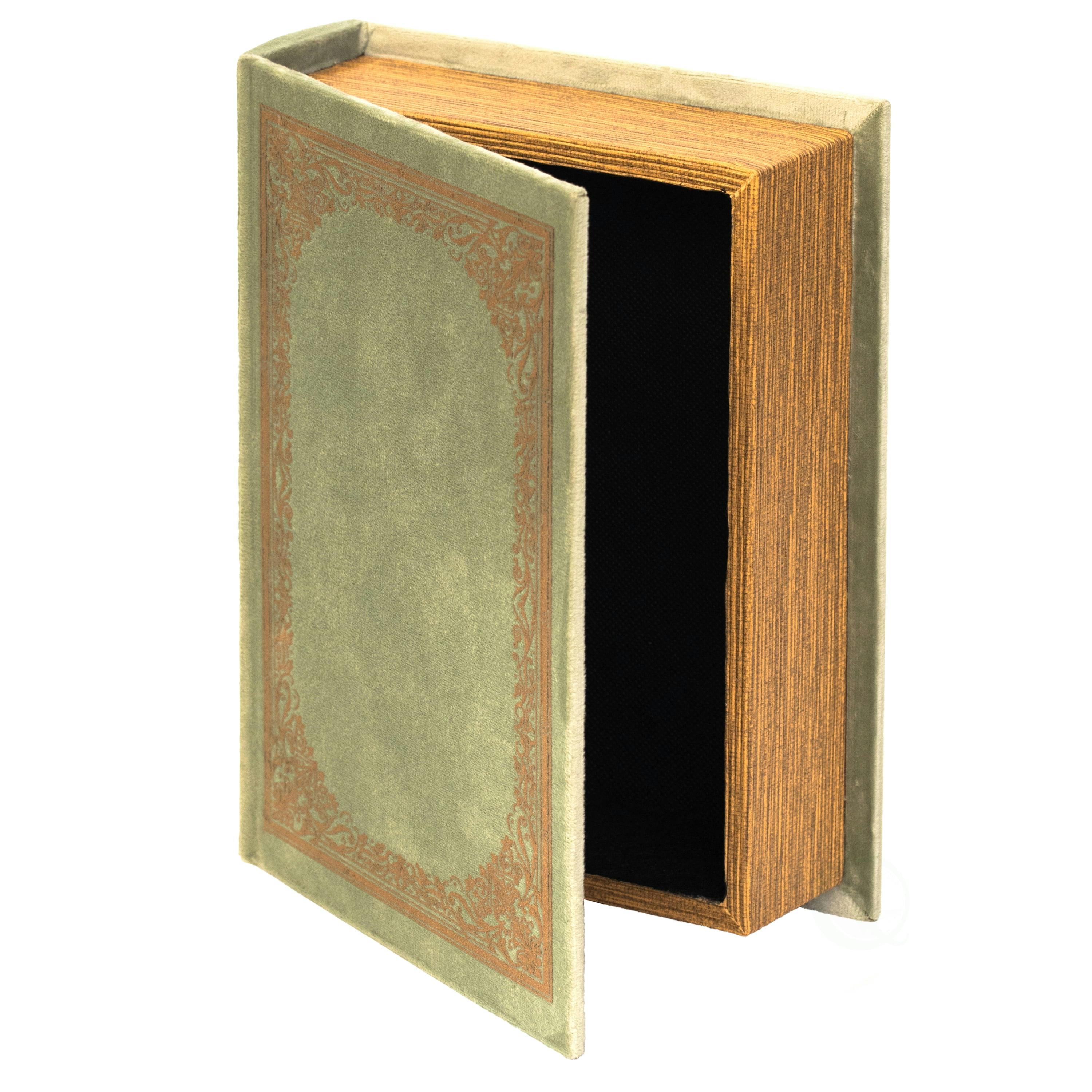 Vintage Green Velvet Book-Inspired Trinket Storage Box