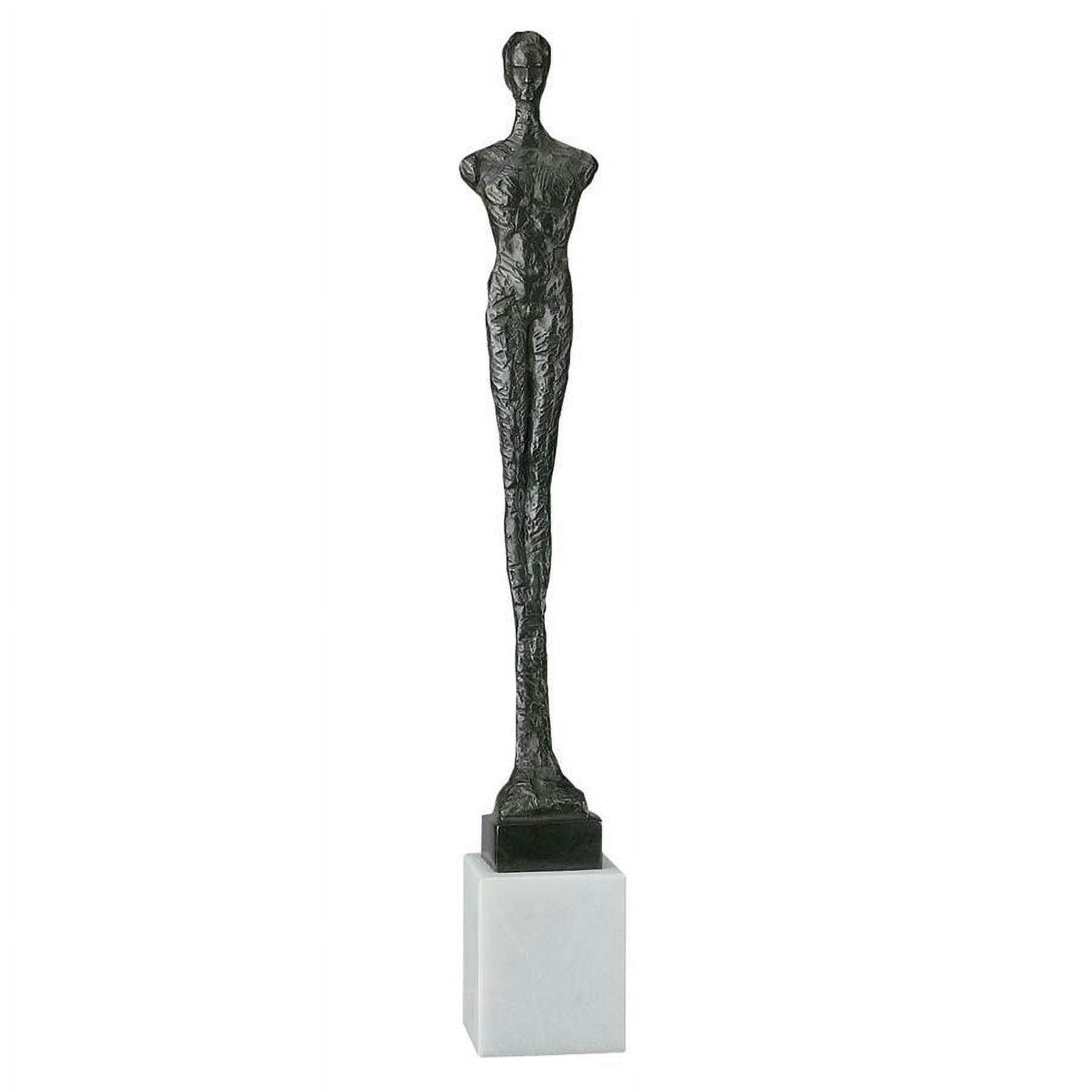 Contemporary Iron Male Form Sculpture on Marble Base, 24" Height