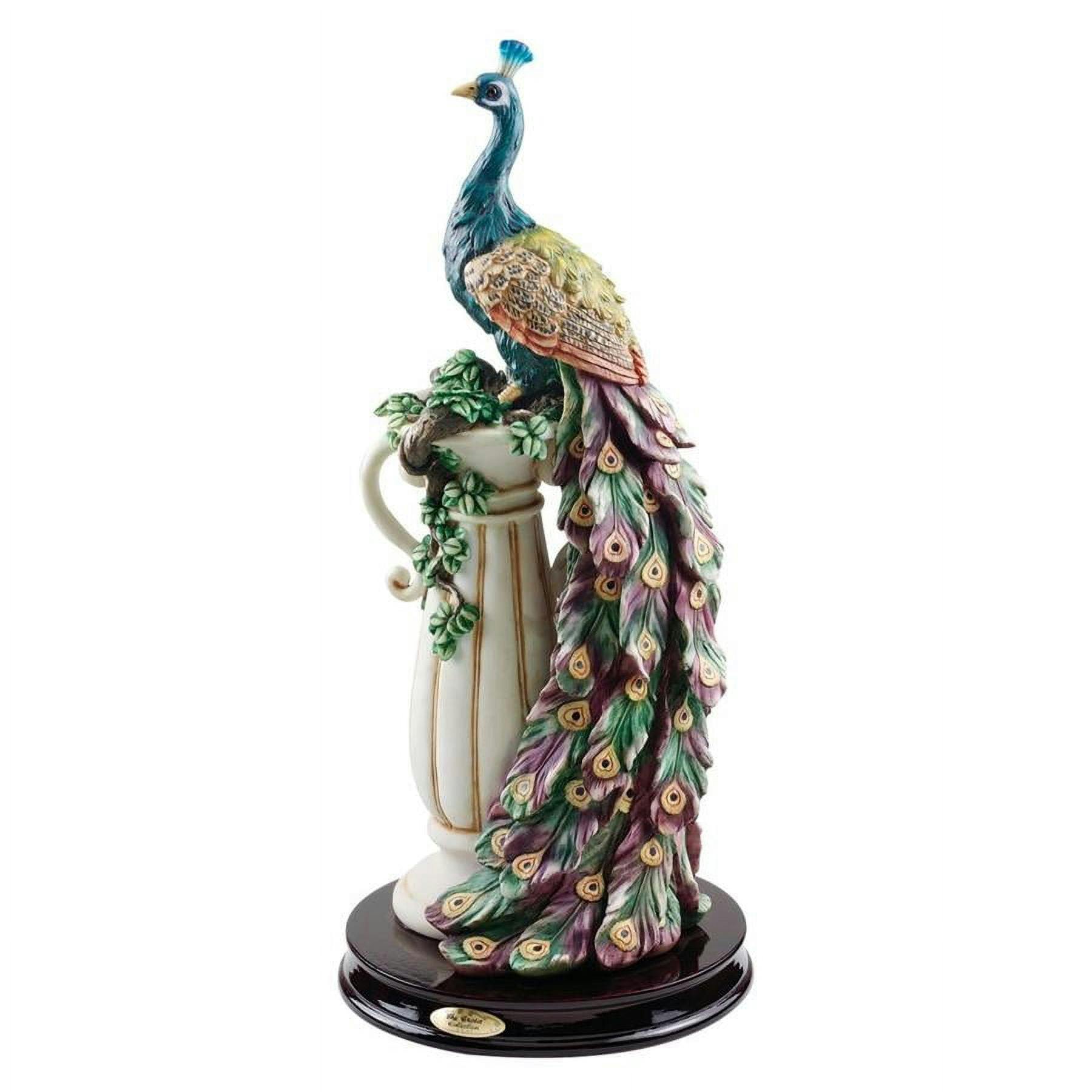 Regal Peacock 20" Iridescent Resin Statue for Home or Garden