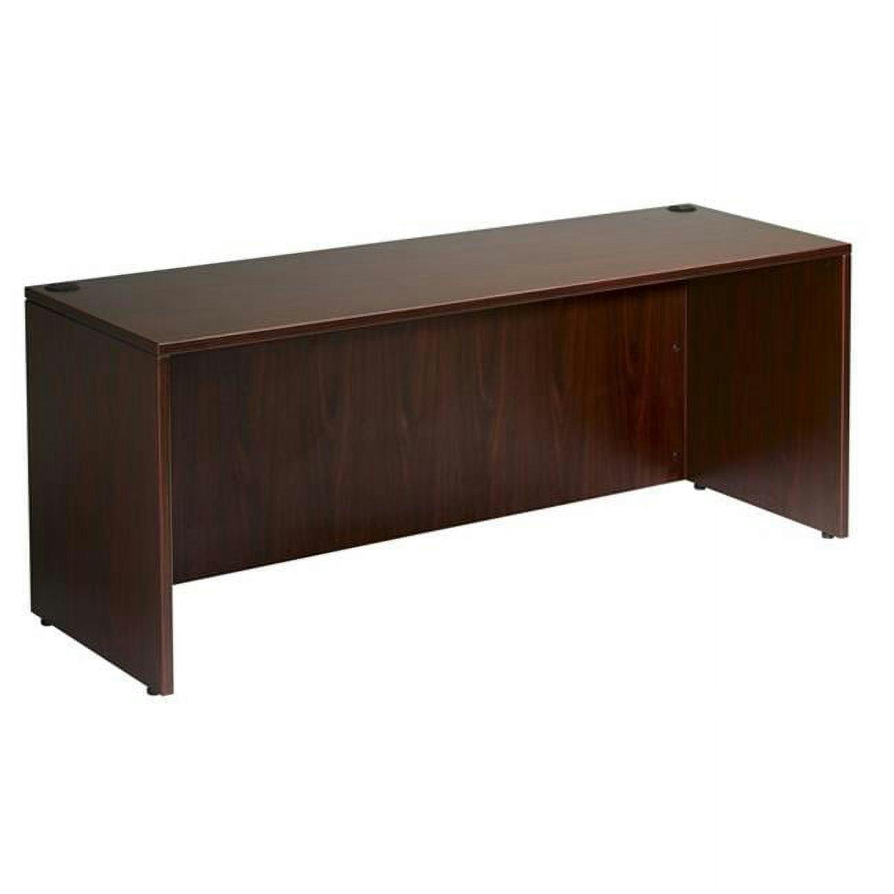 Executive Mahogany Laminate Desk with Wire Management