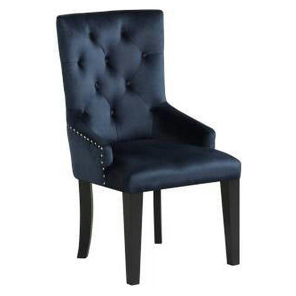 Elegant Parsons Black Velvet Side Chair with Tufted Back and Nailhead Trim