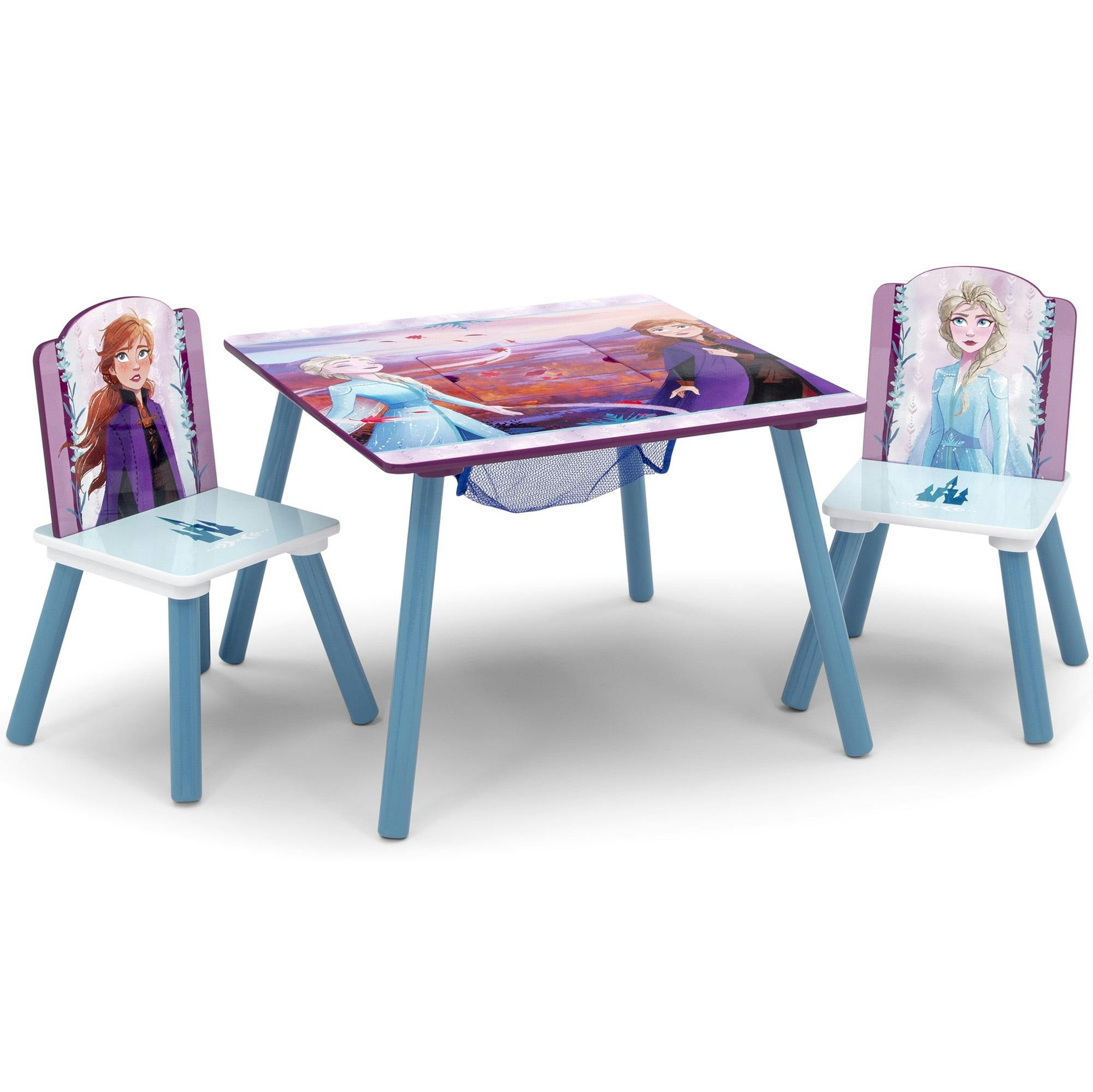 Elsa and Anna Inspired Kid-Sized Table and Chair Set with Storage
