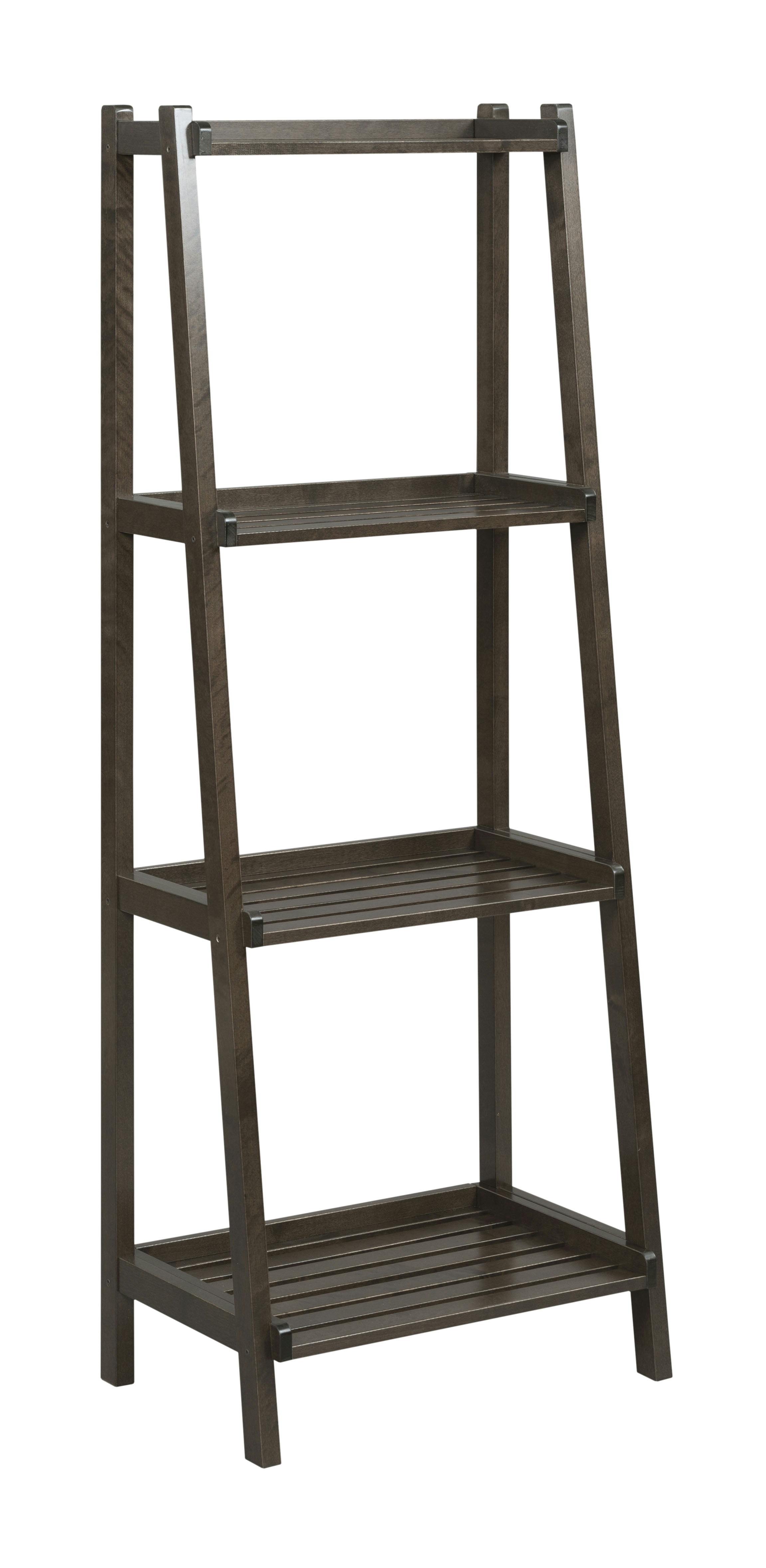 Espresso Birch Wood 4-Tier Ladder Bookshelf for Tight Spaces