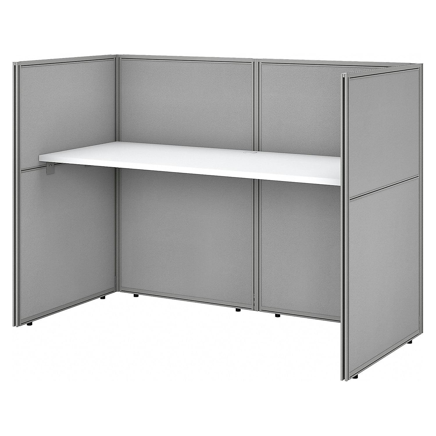 Pure White 60" Metal Cubicle Desk Workstation with Privacy Panels