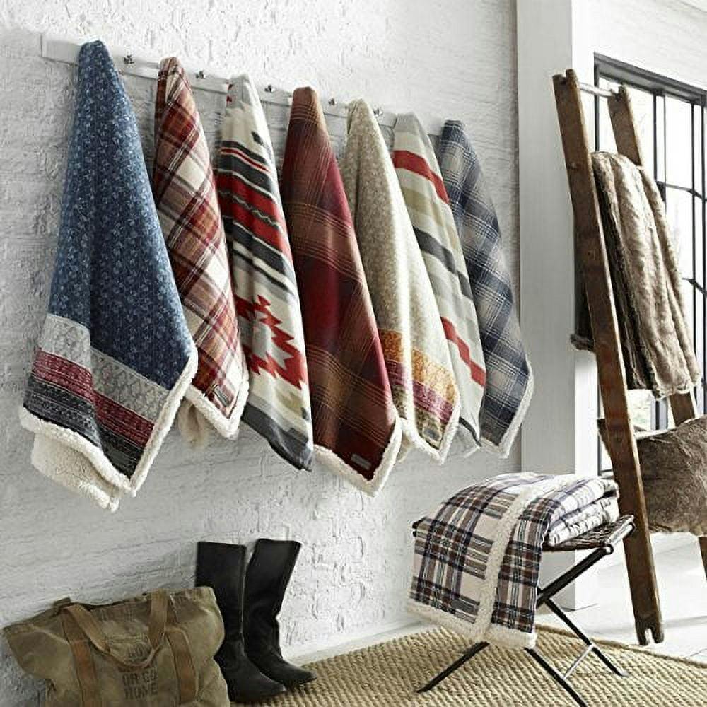 Cozy Sherpa-Fleece Reversible Throw Blanket, 50" x 60", Khaki