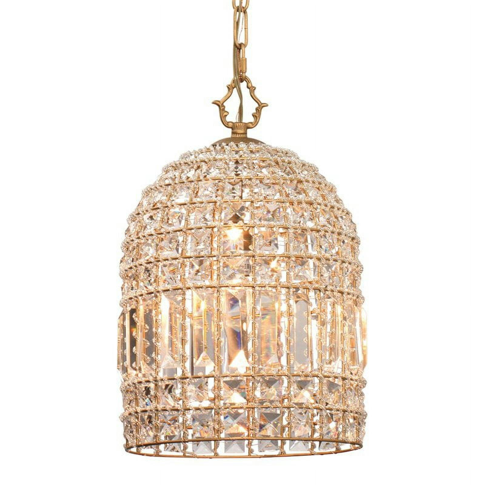Versailles-Inspired Gold Crystal Pendant Chandelier, 15" Height