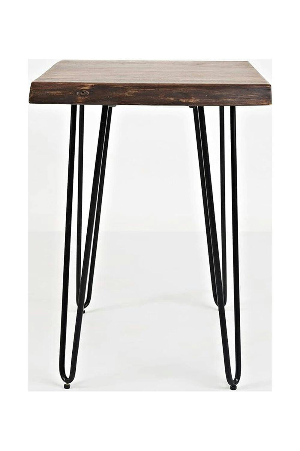 Transitional Chestnut Solid Wood and Metal Chairside Table