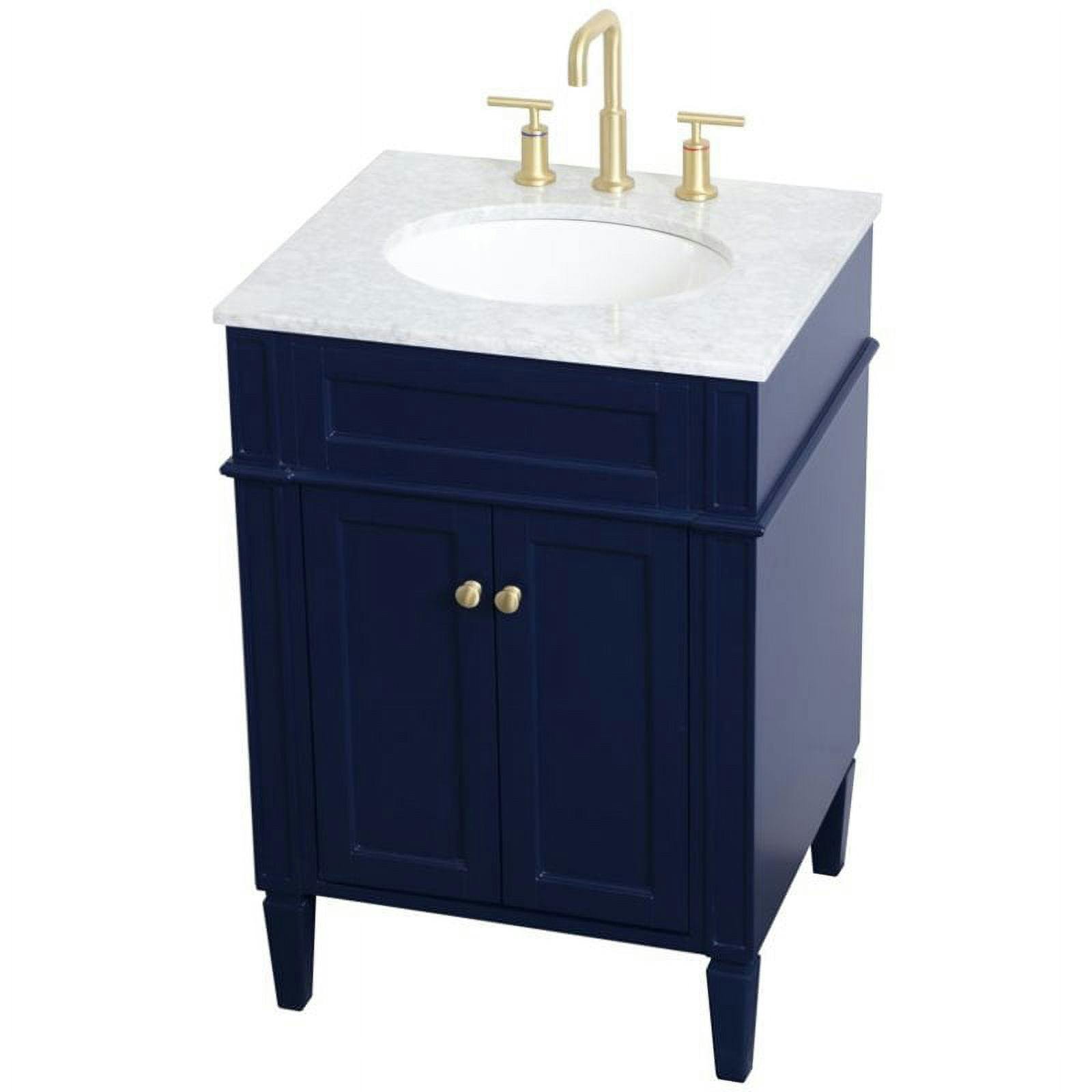 Urbane Blue 24" Single Freestanding Bathroom Vanity with Gold Knobs