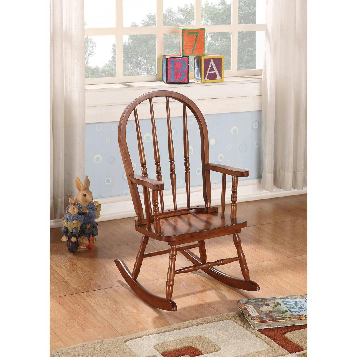 Kloris Tobacco Finish Traditional Youth Rocking Chair