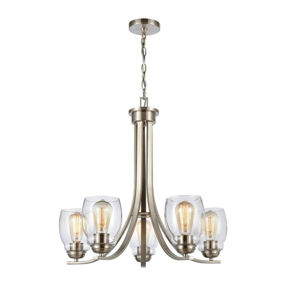 Calistoga Brushed Nickel 5-Light Chandelier with Clear Seeded Glass