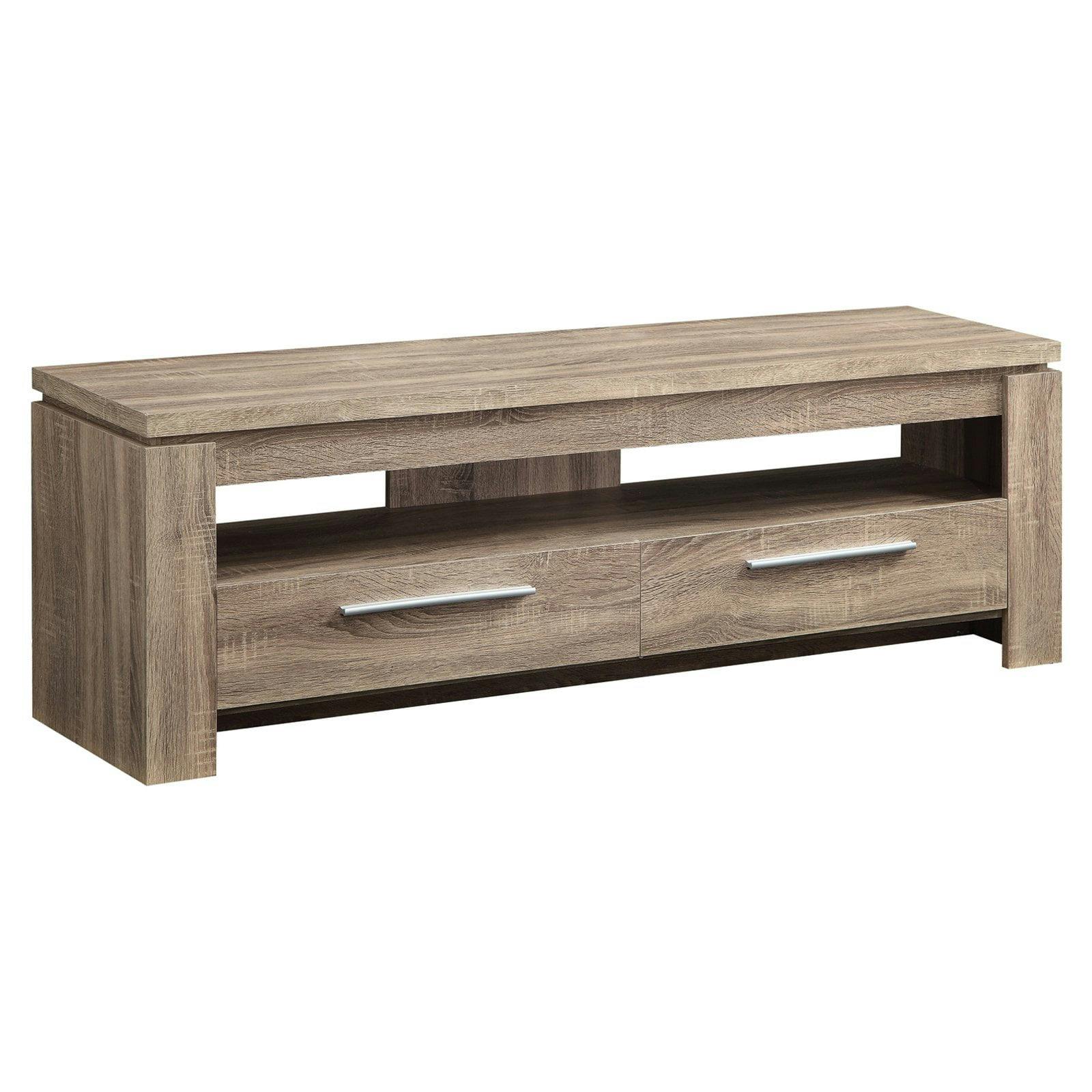 Transitional Weathered Brown TV Console with Dual Storage