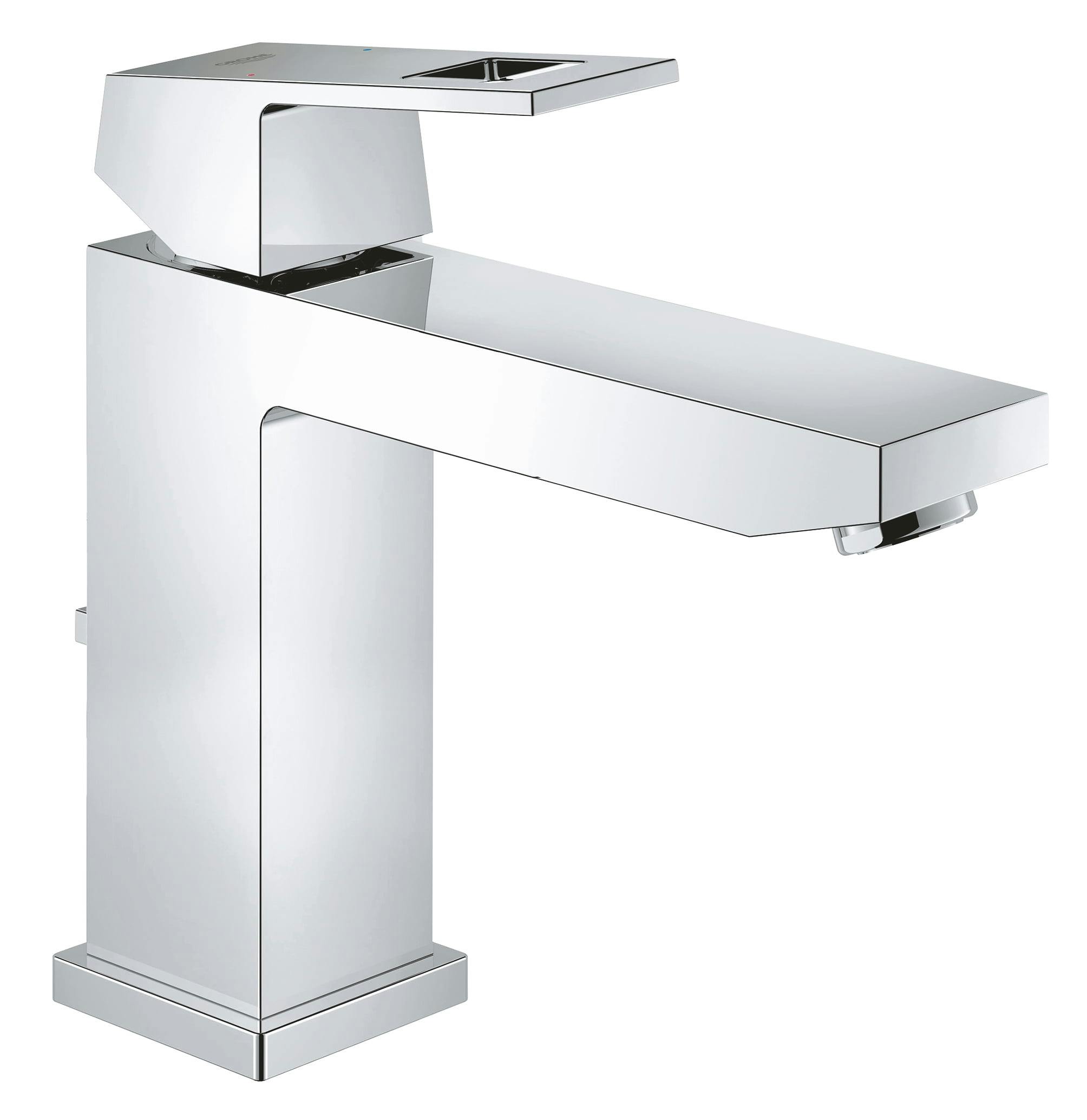 Modern Eurocube Chrome Single-Handle Bathroom Faucet with Brass Construction