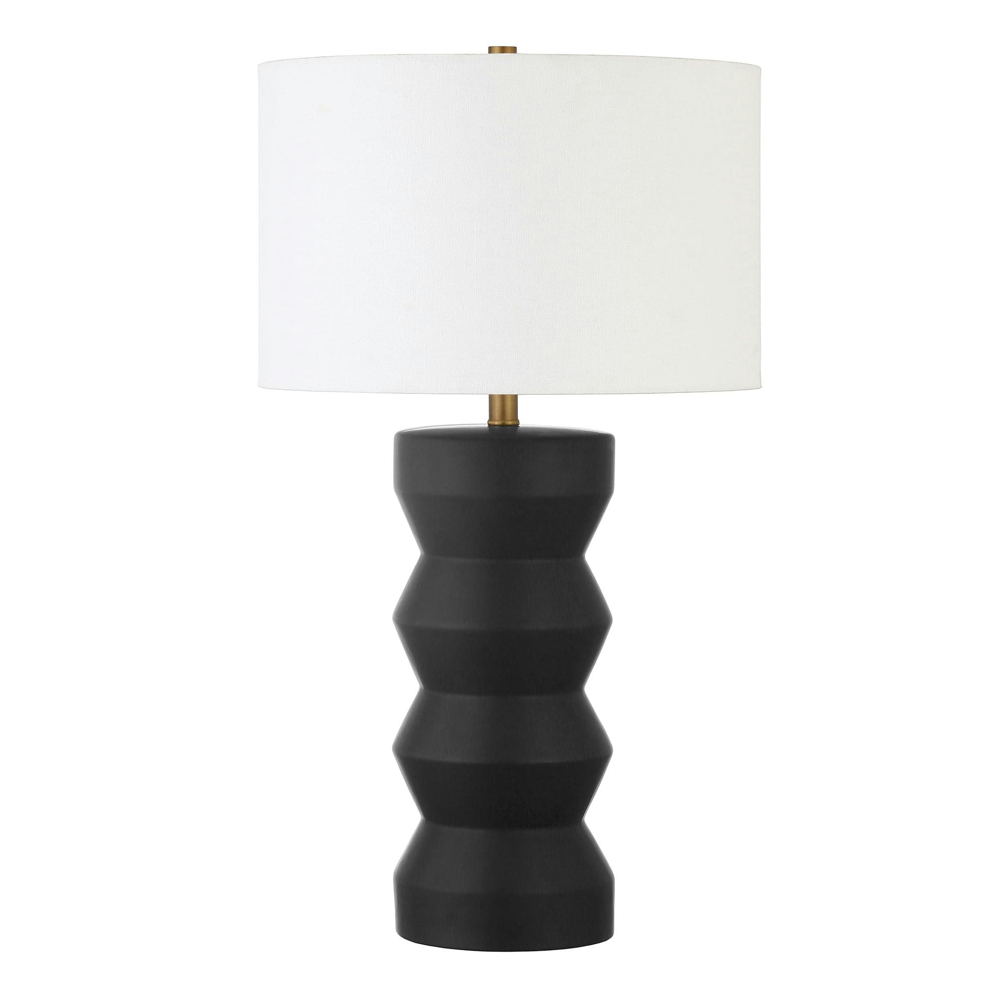 Carlin 26.5" Matte Black Ribbed Ceramic Table Lamp with Voice Control