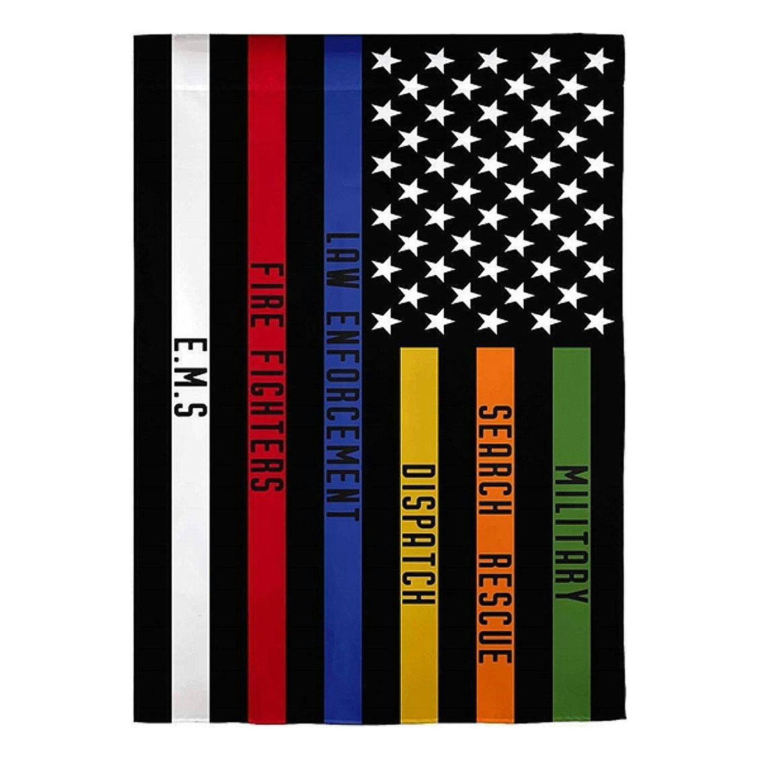 Patriotic Responders Tribute Garden Flag in Suede with Embroidered Services